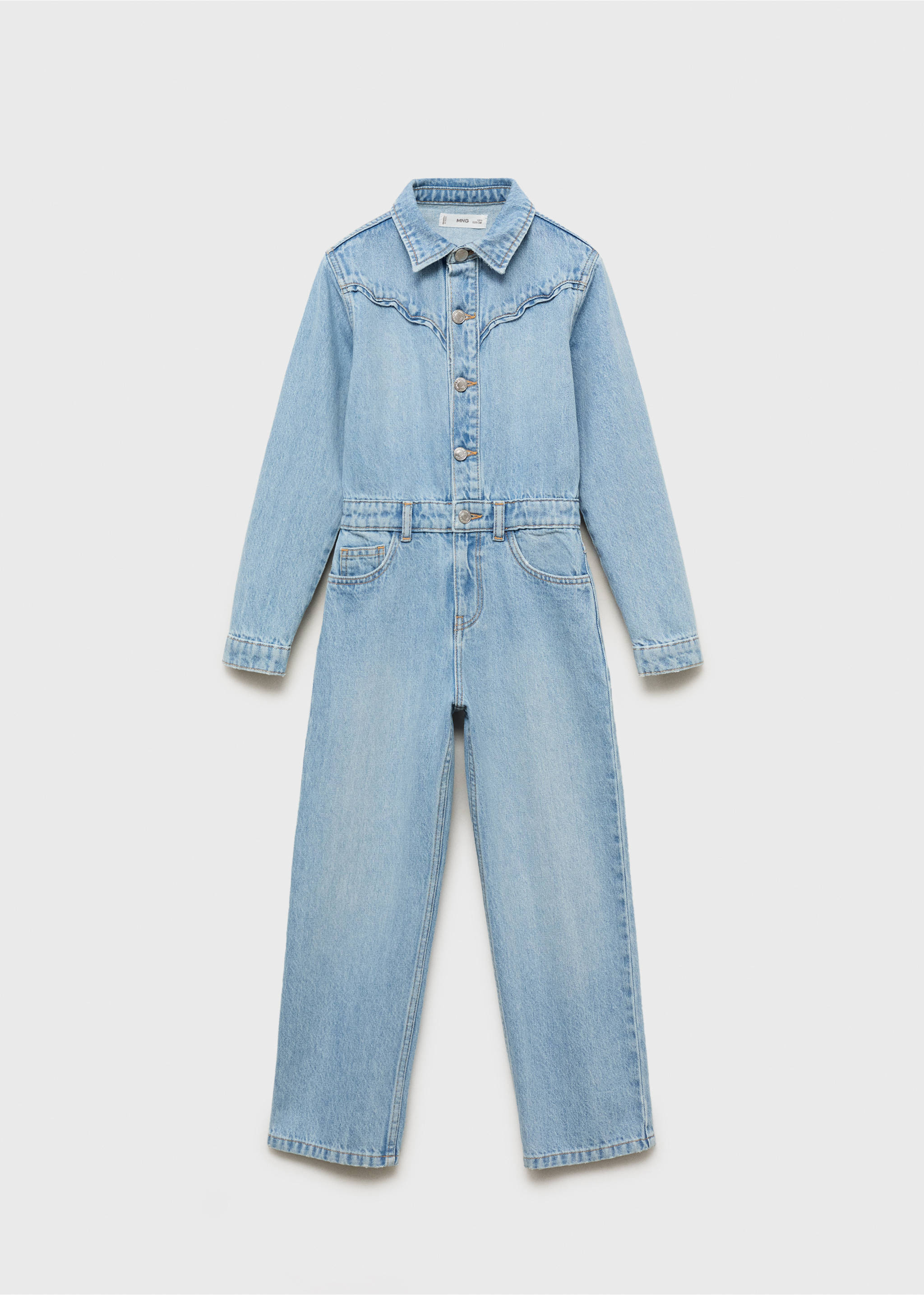 Long denim jumpsuit - Article without model, Light Blue. Ref: 17083283-00.