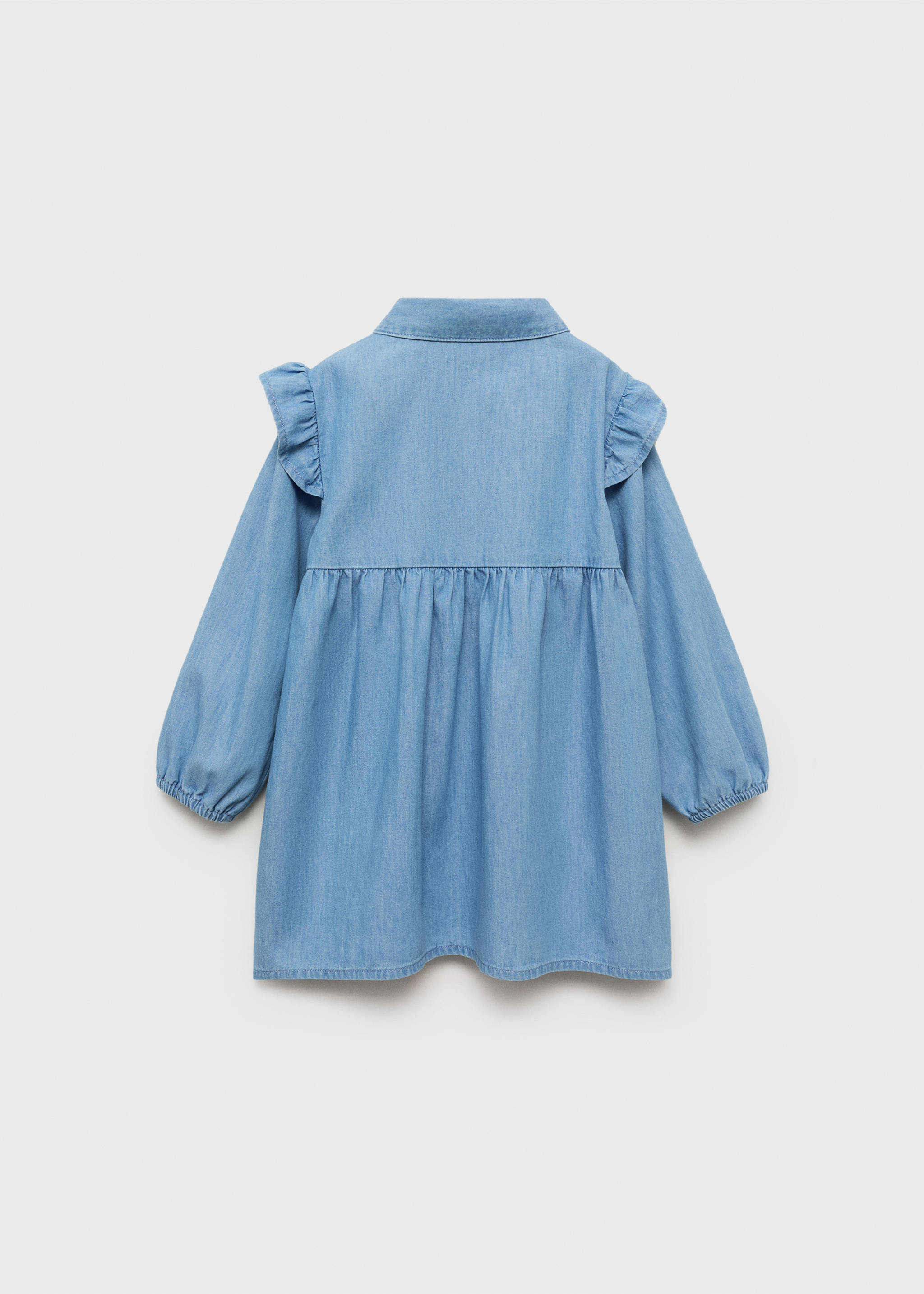 Vestido denim volantes - Reverso del artículo, Azul medio. Ref: 17083284-00.