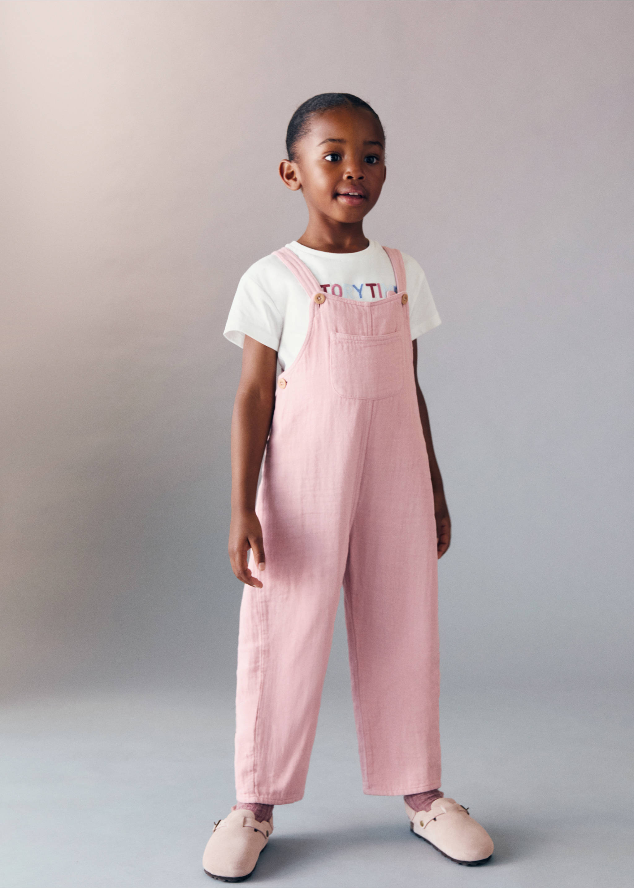 Long cotton dungarees - Medium plane, Cherry. Ref: 17083290-00.