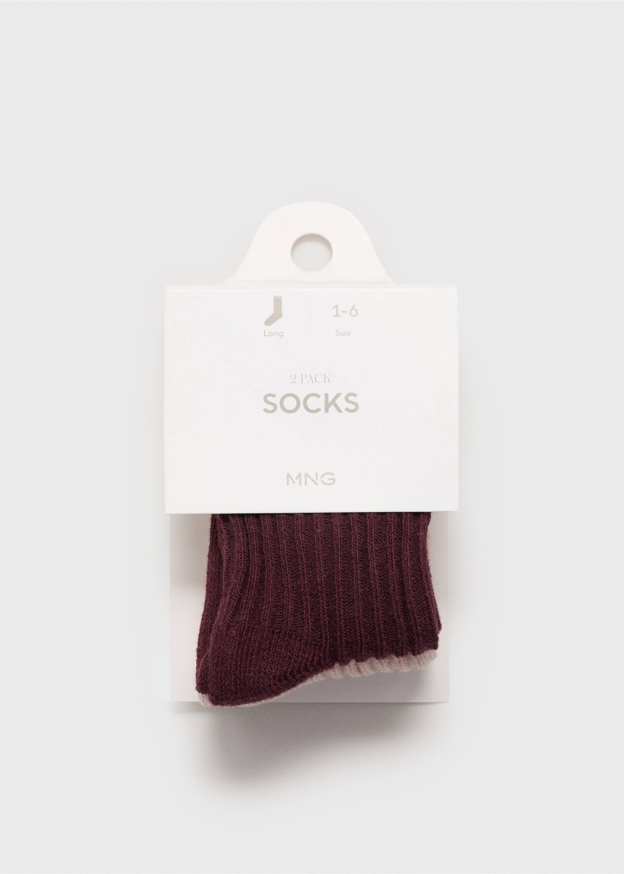 Pack 2 paires de chaussettes côtelées - Détail de l'article 0, Bordeaux. Ref: 17083292-00.