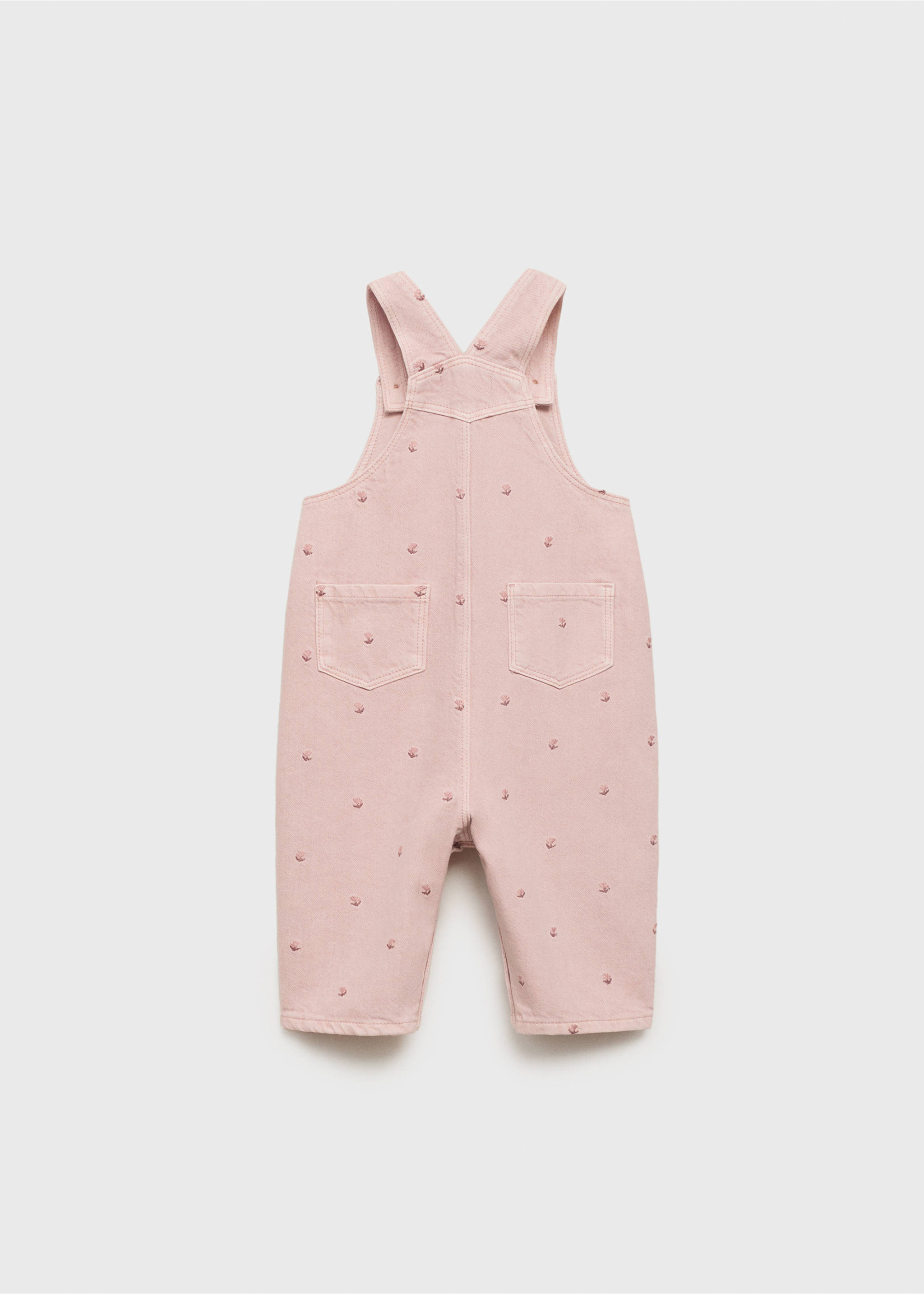 Embroidered denim dungarees - Reverse of the article, Pink. Ref: 17083300-00.