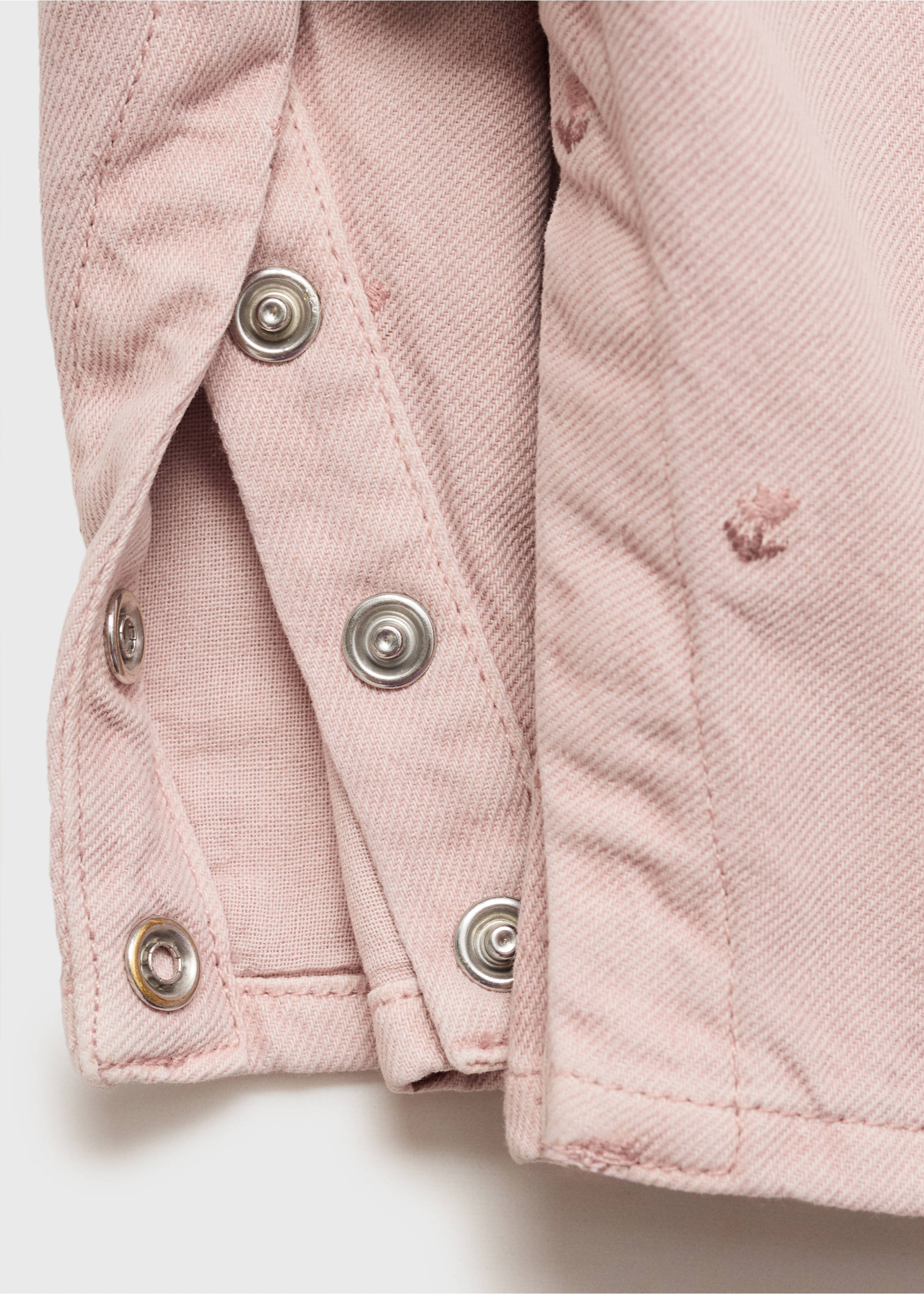 Embroidered denim dungarees - Details of the article 8, Pink. Ref: 17083300-00.