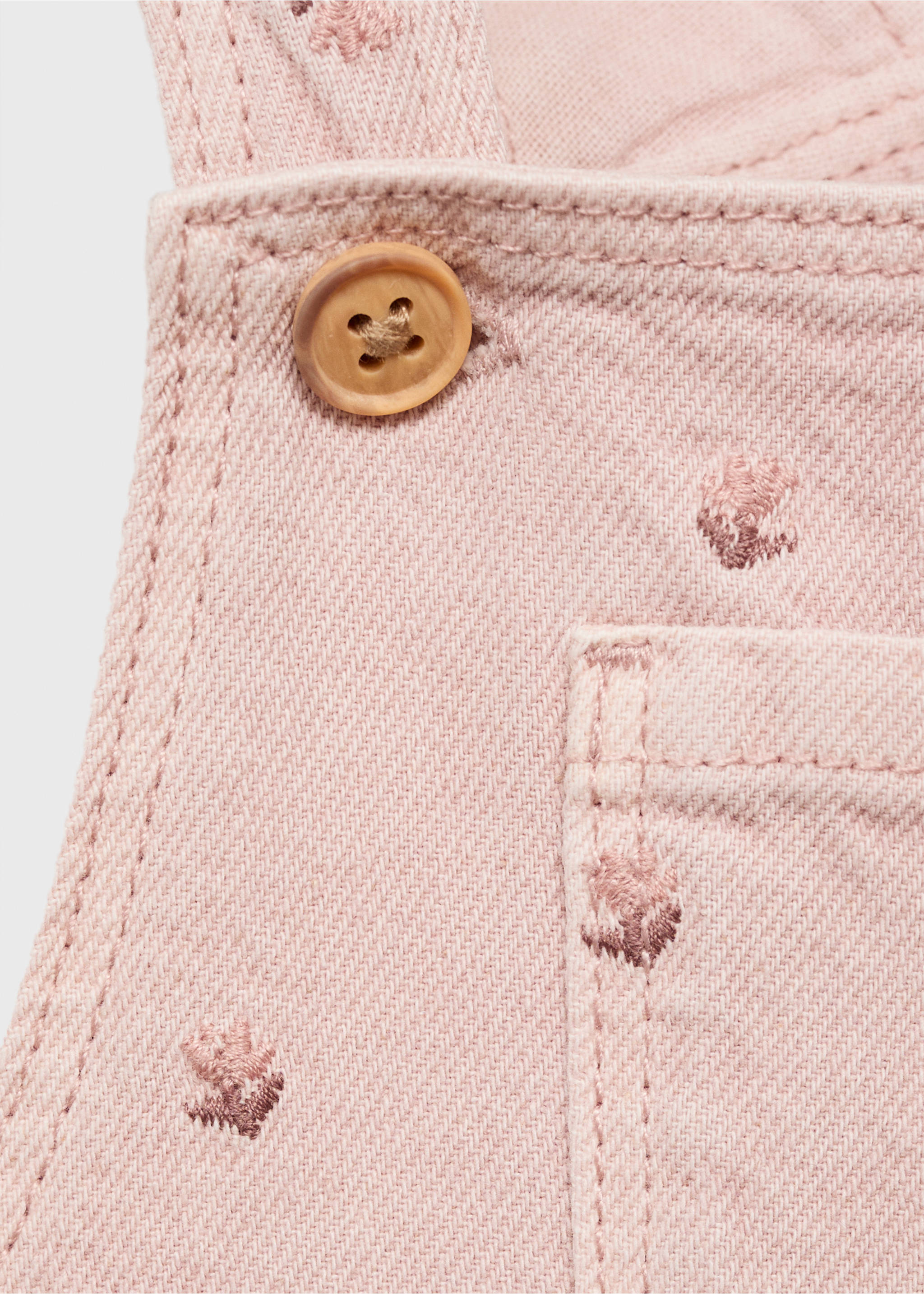 Embroidered denim dungarees - Details of the article 0, Pink. Ref: 17083300-00.