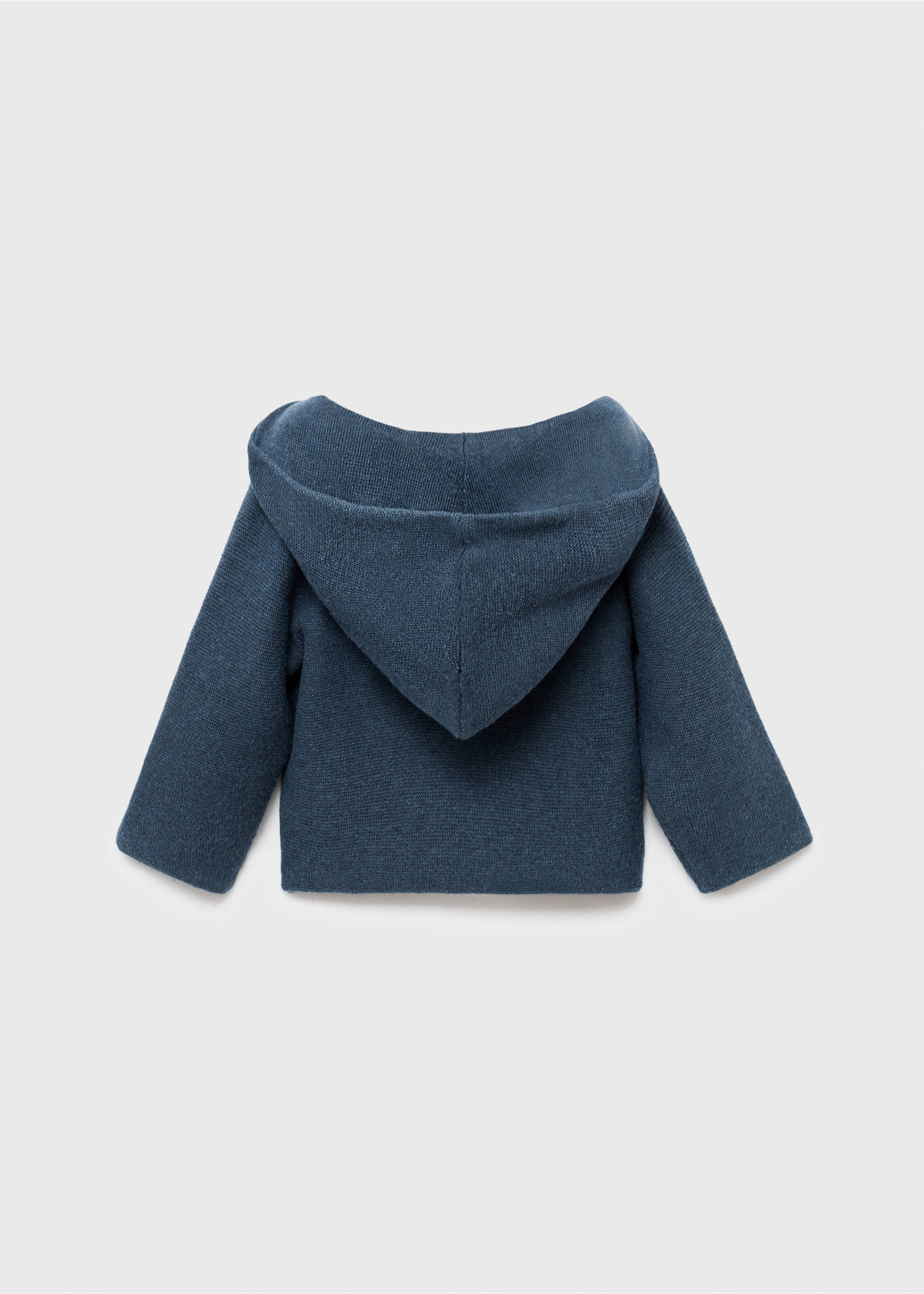 Knit hood cardigan - Reverse of the article, Petrol Blue. Ref: 17083302-00.