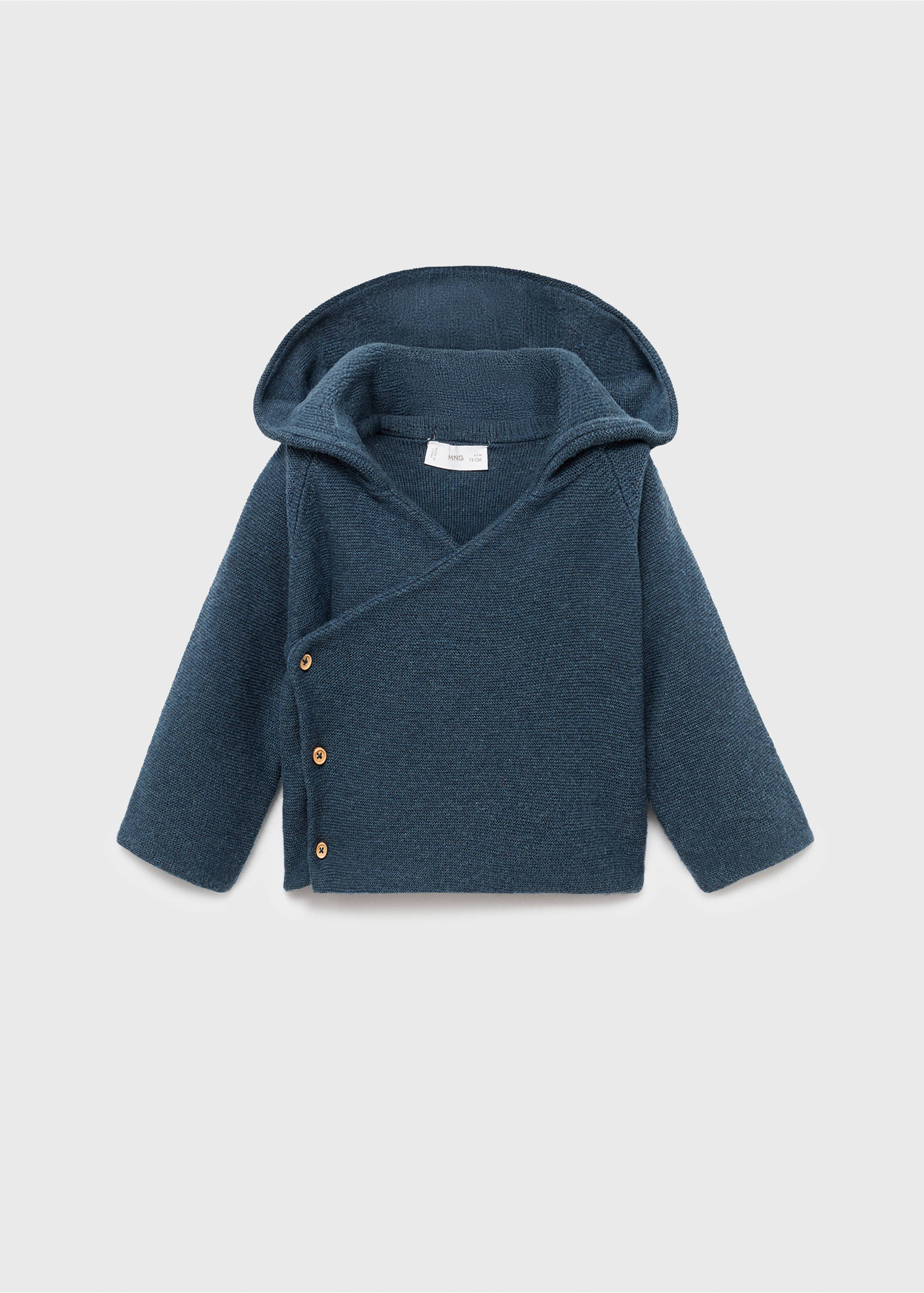 Knit hood cardigan - Article without model, Petrol Blue. Ref: 17083302-00.
