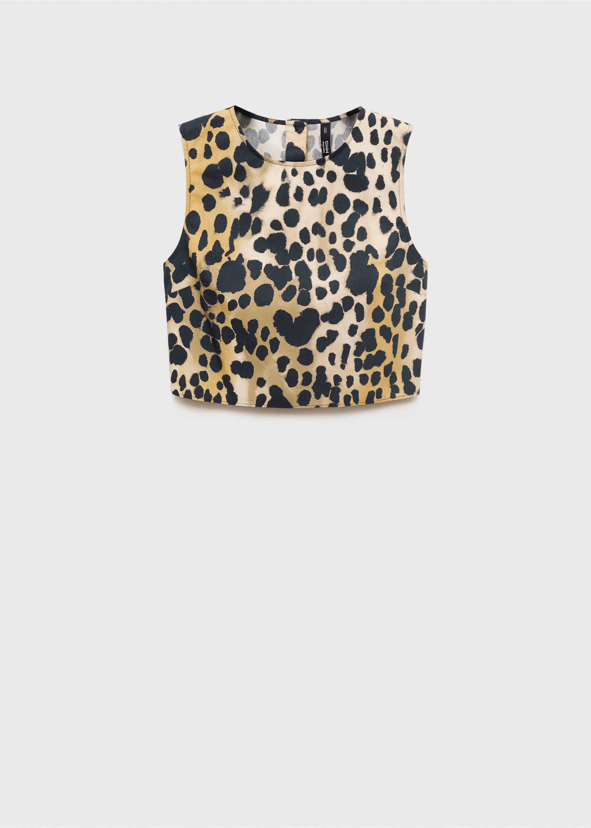 Leopard-print buttoned crop top - Article without model, Black. Ref: 17083325-00.