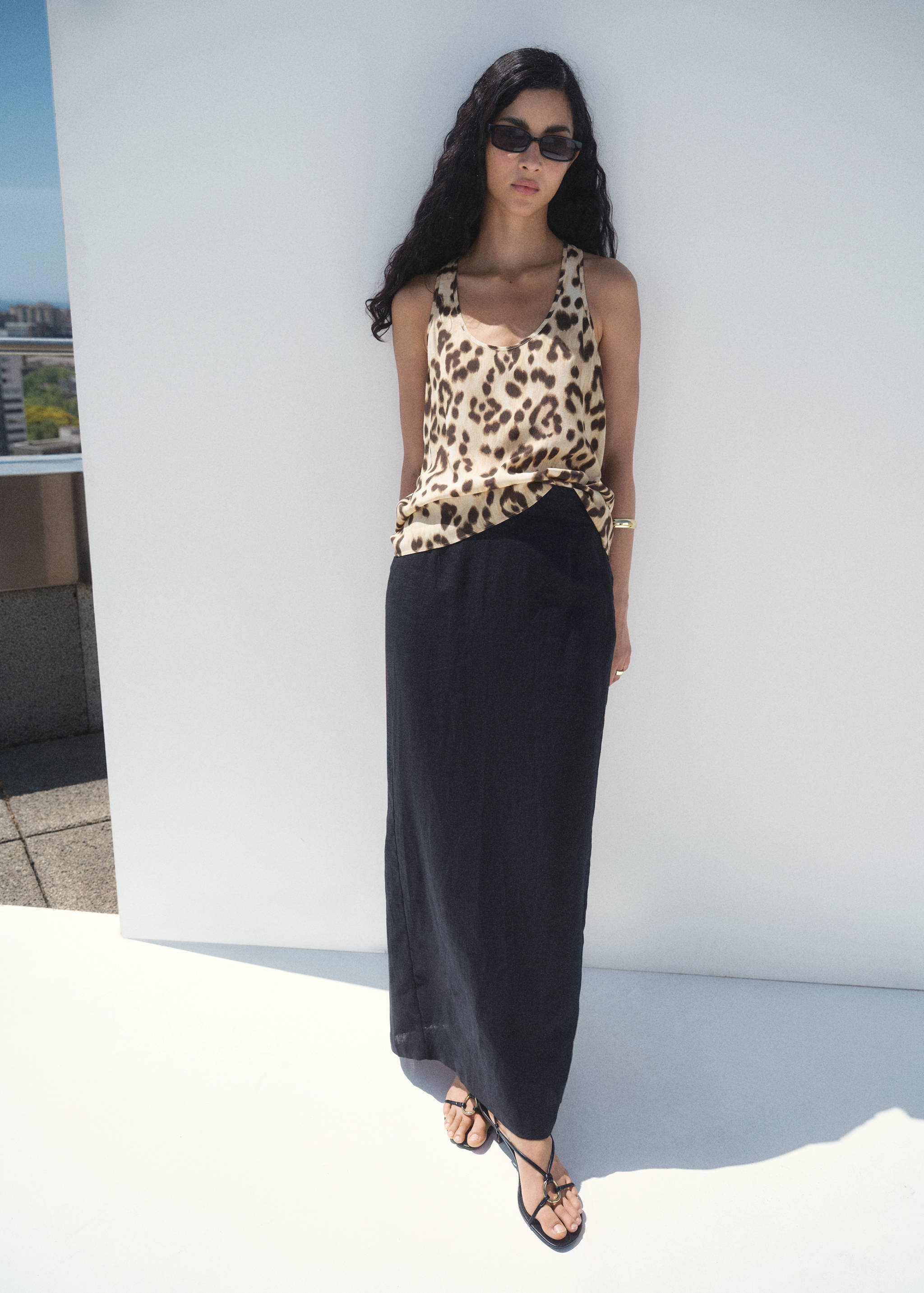 Leopard-print low-cut top - General plane