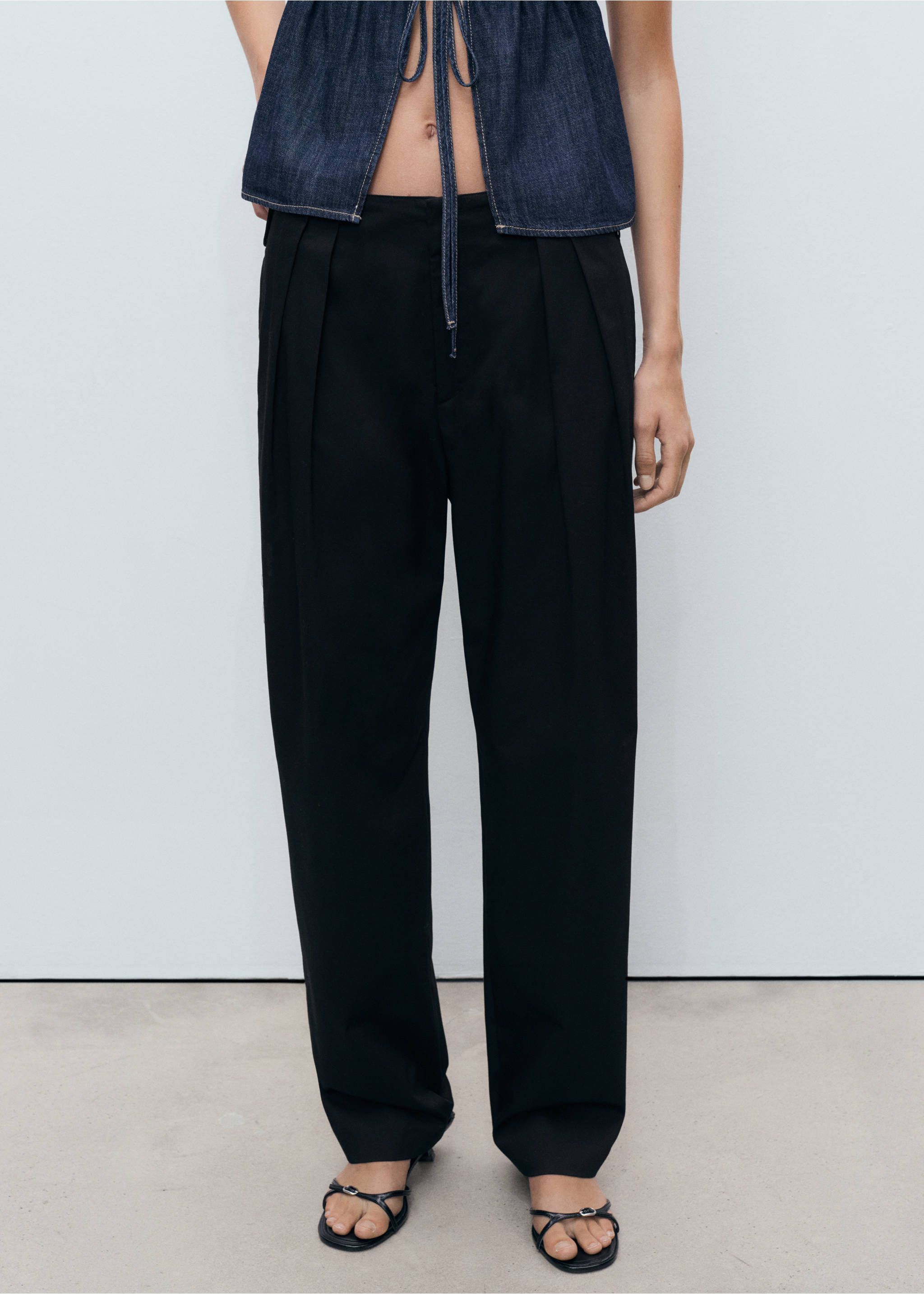 Buttons cotton trousers - Medium plane, Black. Ref: 17083331-00.