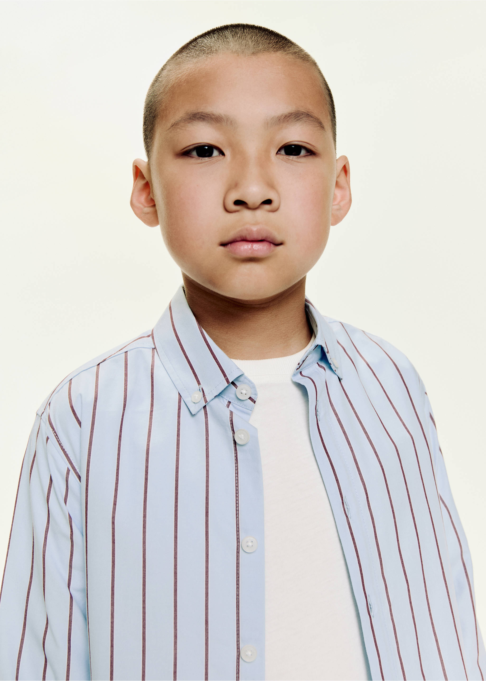 Striped cotton shirt - Details of the article 1, Sky Blue. Ref: 17083791-00.