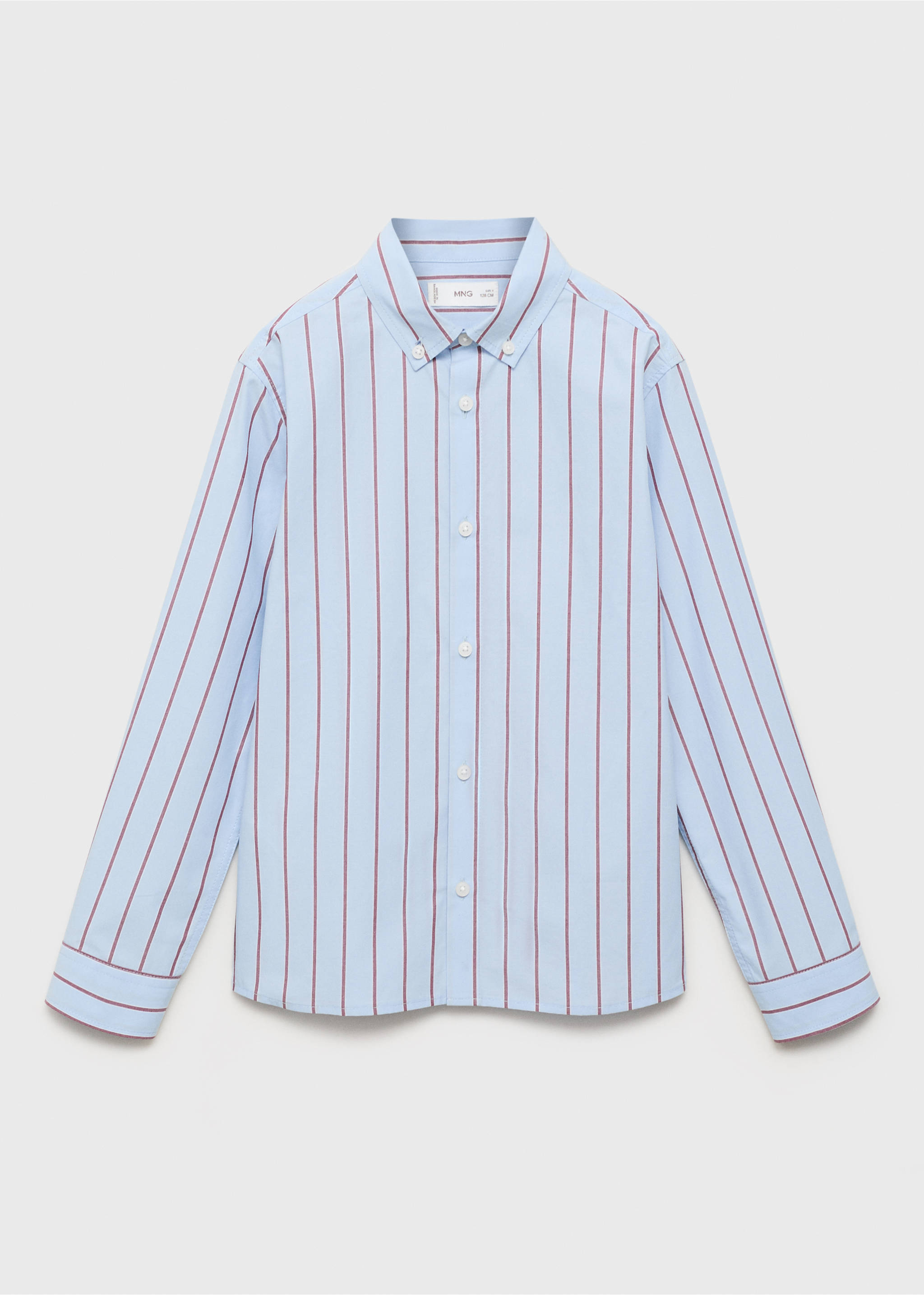 Striped cotton shirt - Article without model, Sky Blue. Ref: 17083791-00.