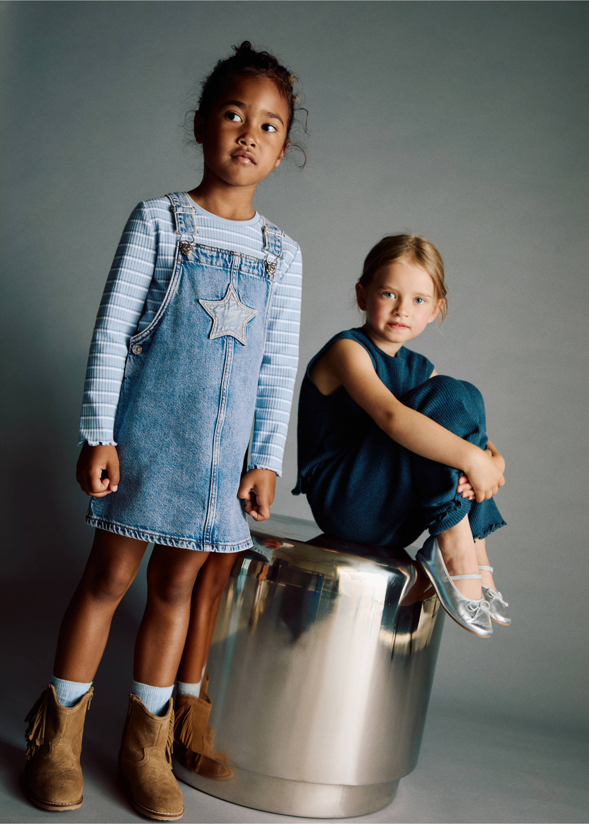 Denim pinafore with stars - General plane, Medium Blue. Ref: 17083795-00.