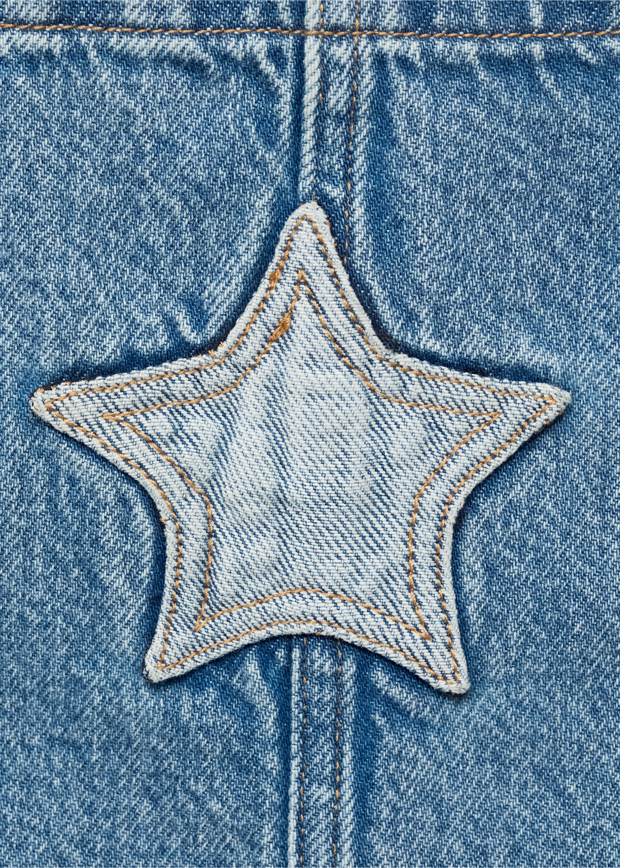 Denim pinafore with stars - Details of the article 0, Medium Blue. Ref: 17083795-00.