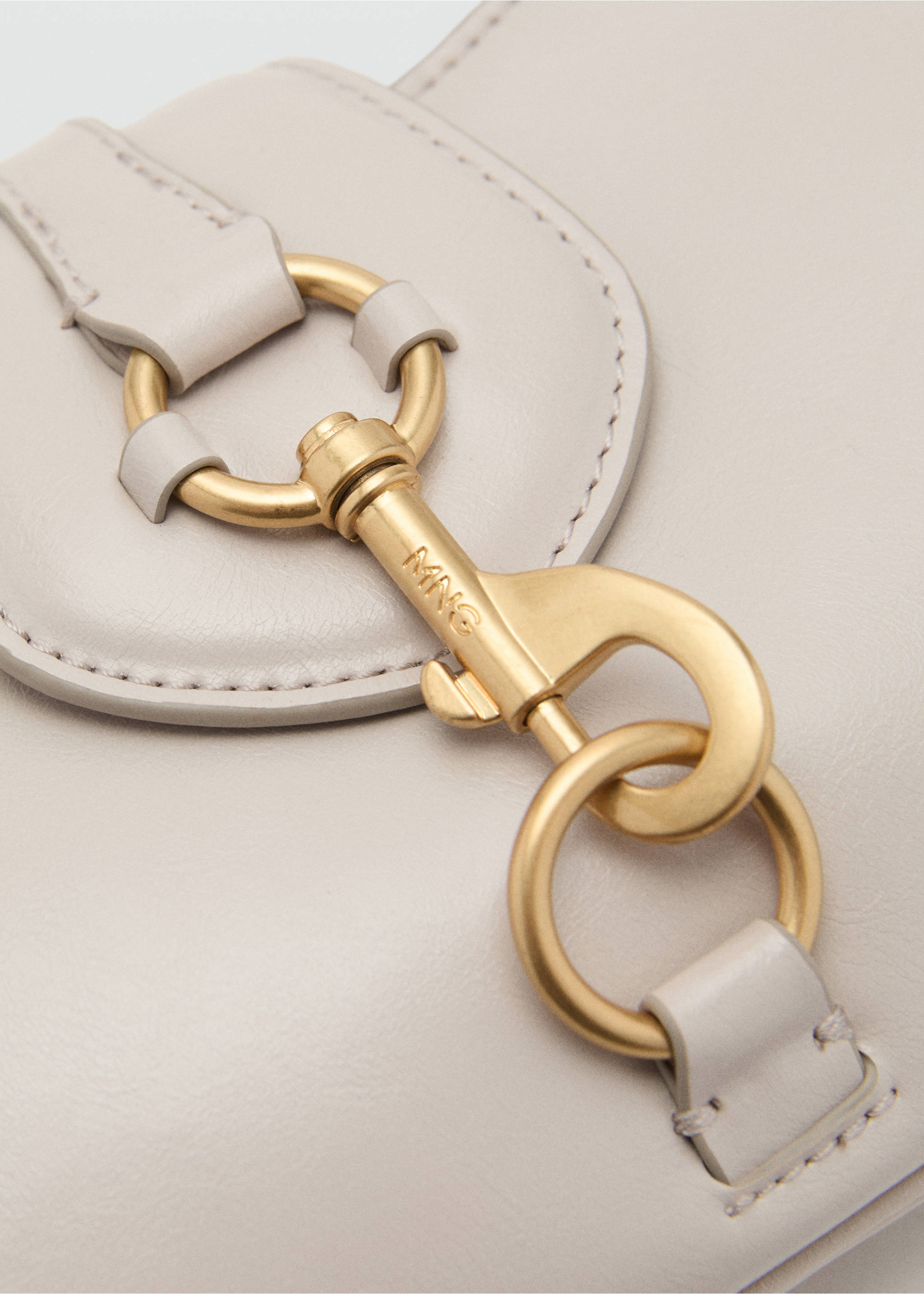 Shoulder bag with hook fastener - Details of the article 1, Off White. Ref: 17083812-00.