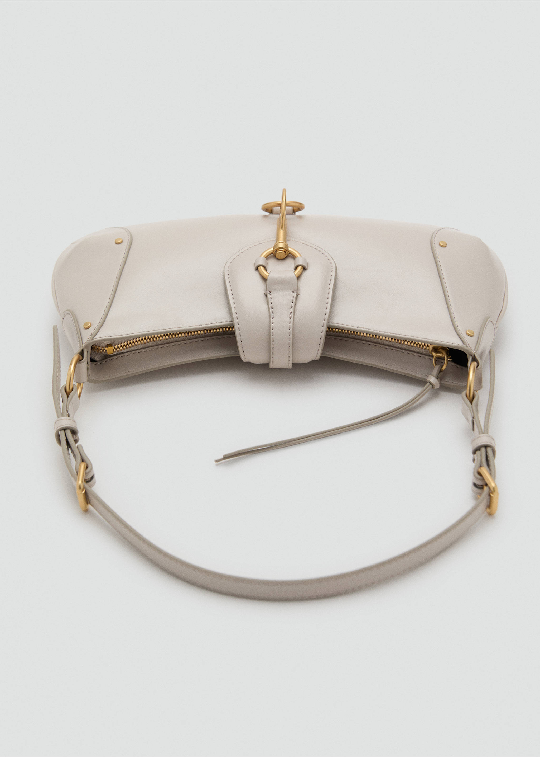 Shoulder bag with hook fastener - Details of the article 3, Off White. Ref: 17083812-00.