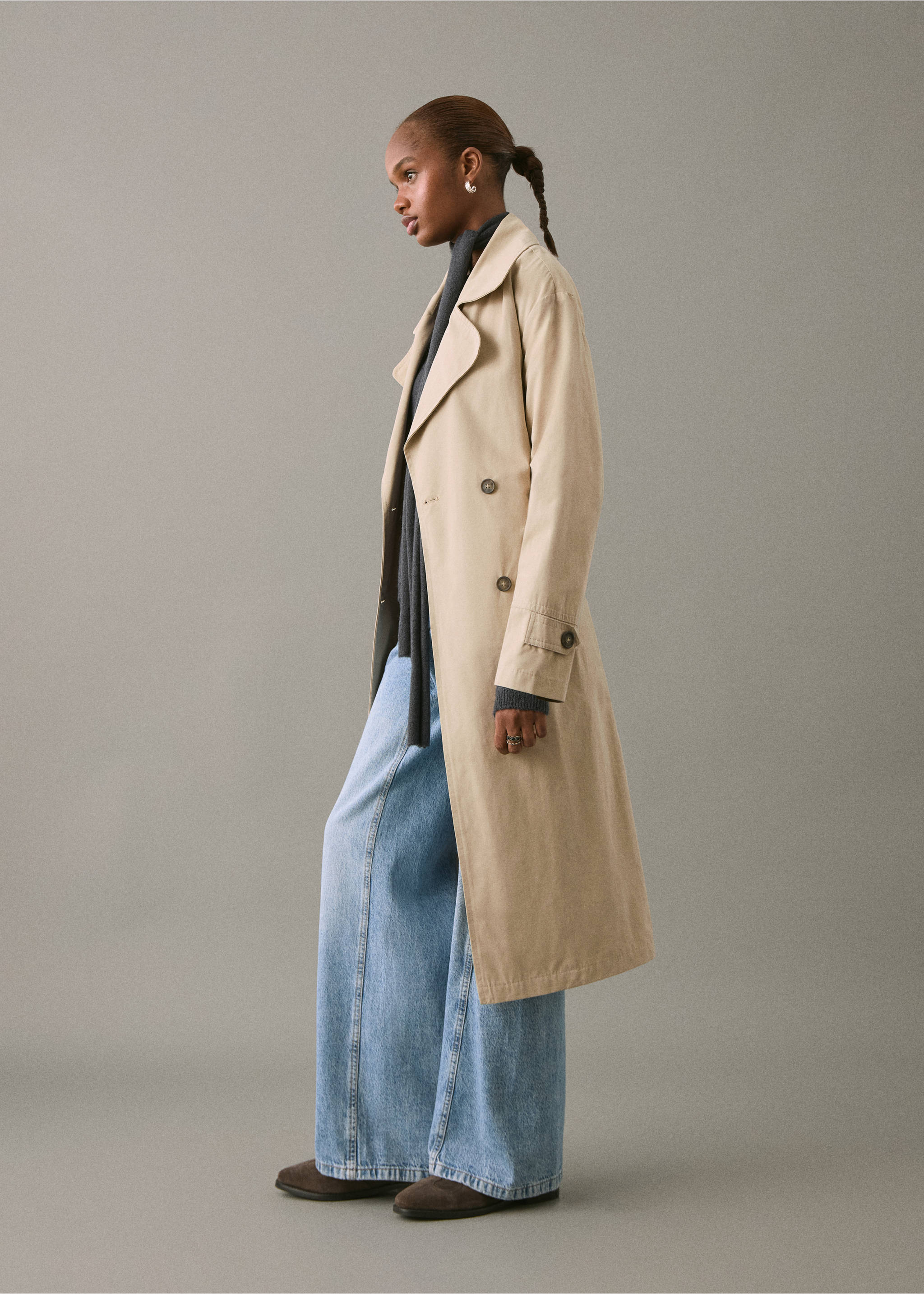 Classic trench coat with belt - Details of the article 2, Beige. Ref: 17084069-00.