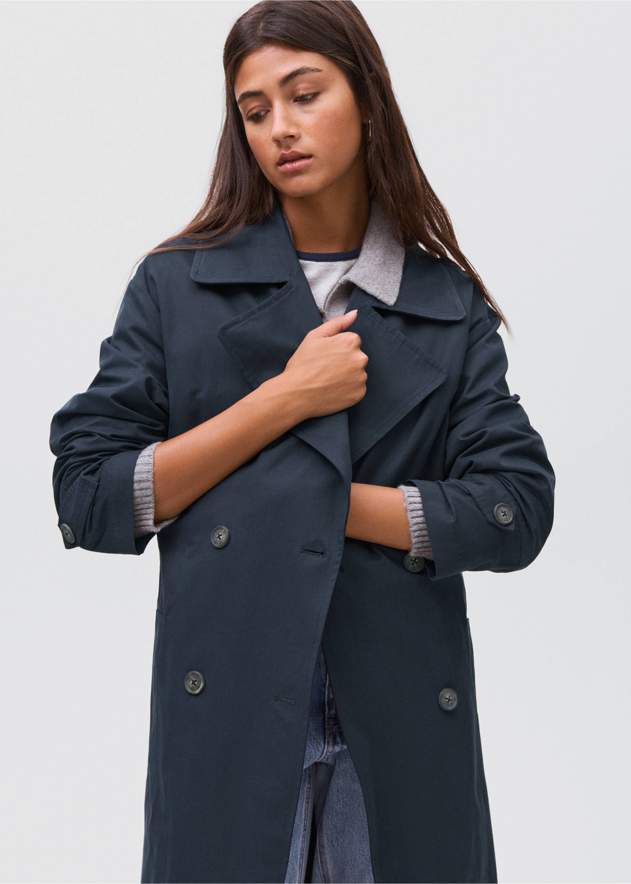 Classic trench coat with belt - Medium plane, Navy. Ref: 17084069-00.