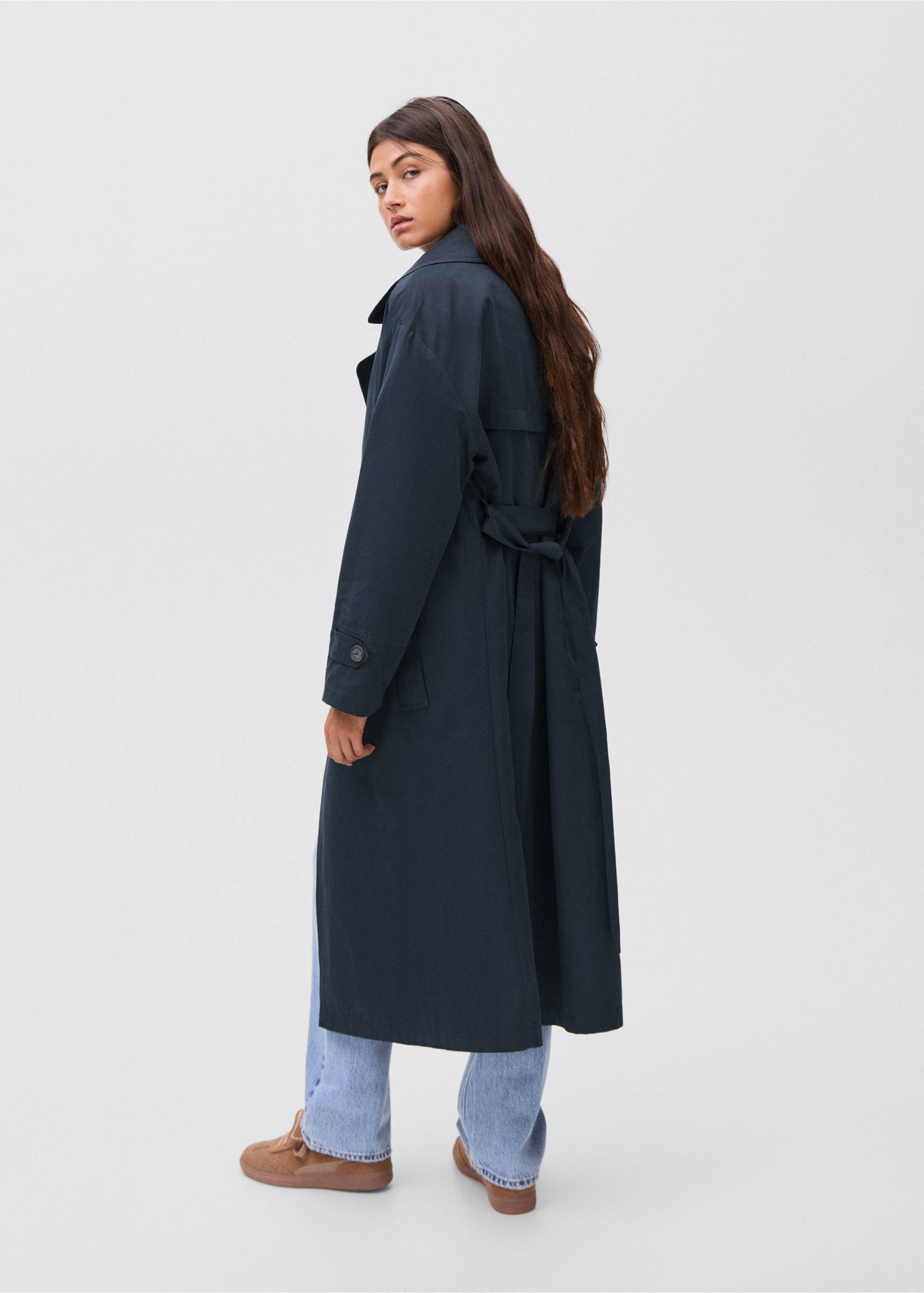 Classic trench coat with belt - Reverse of the article, Navy. Ref: 17084069-00.