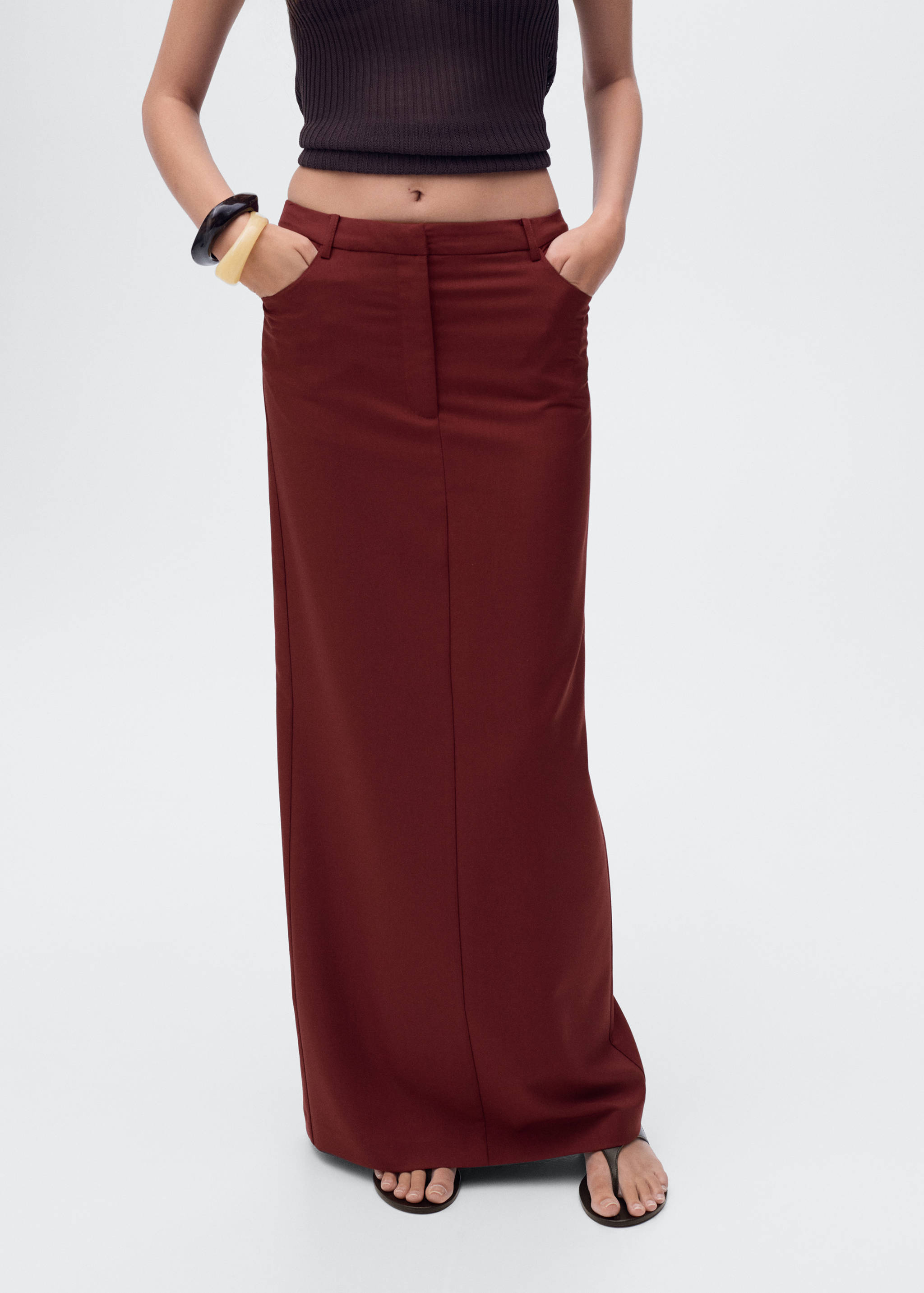 Long pencil skirt with opening - Medium plane