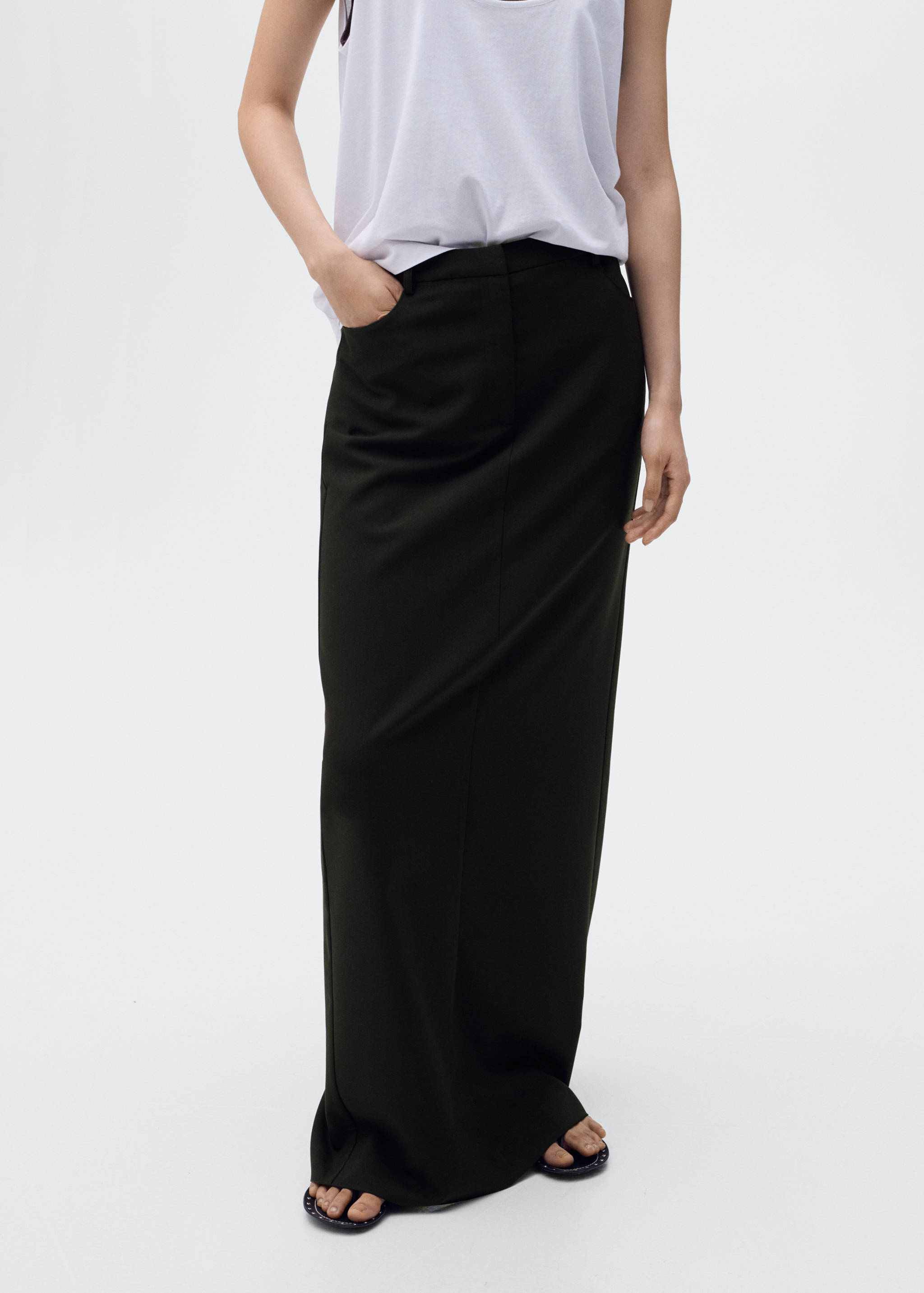 Long pencil skirt with opening - Medium plane