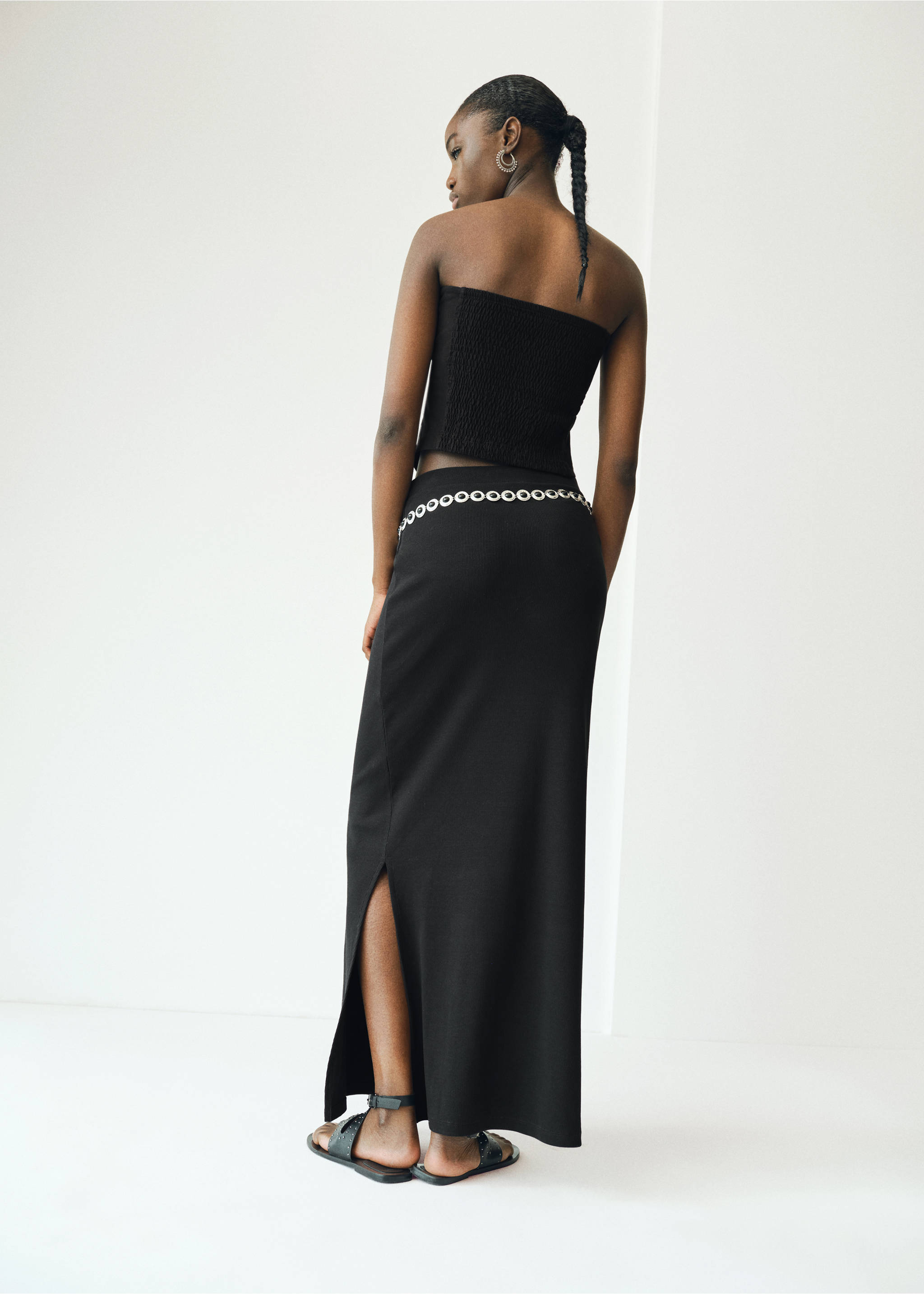 Slit long skirt - Reverse of the article, Black. Ref: 17084072-00.