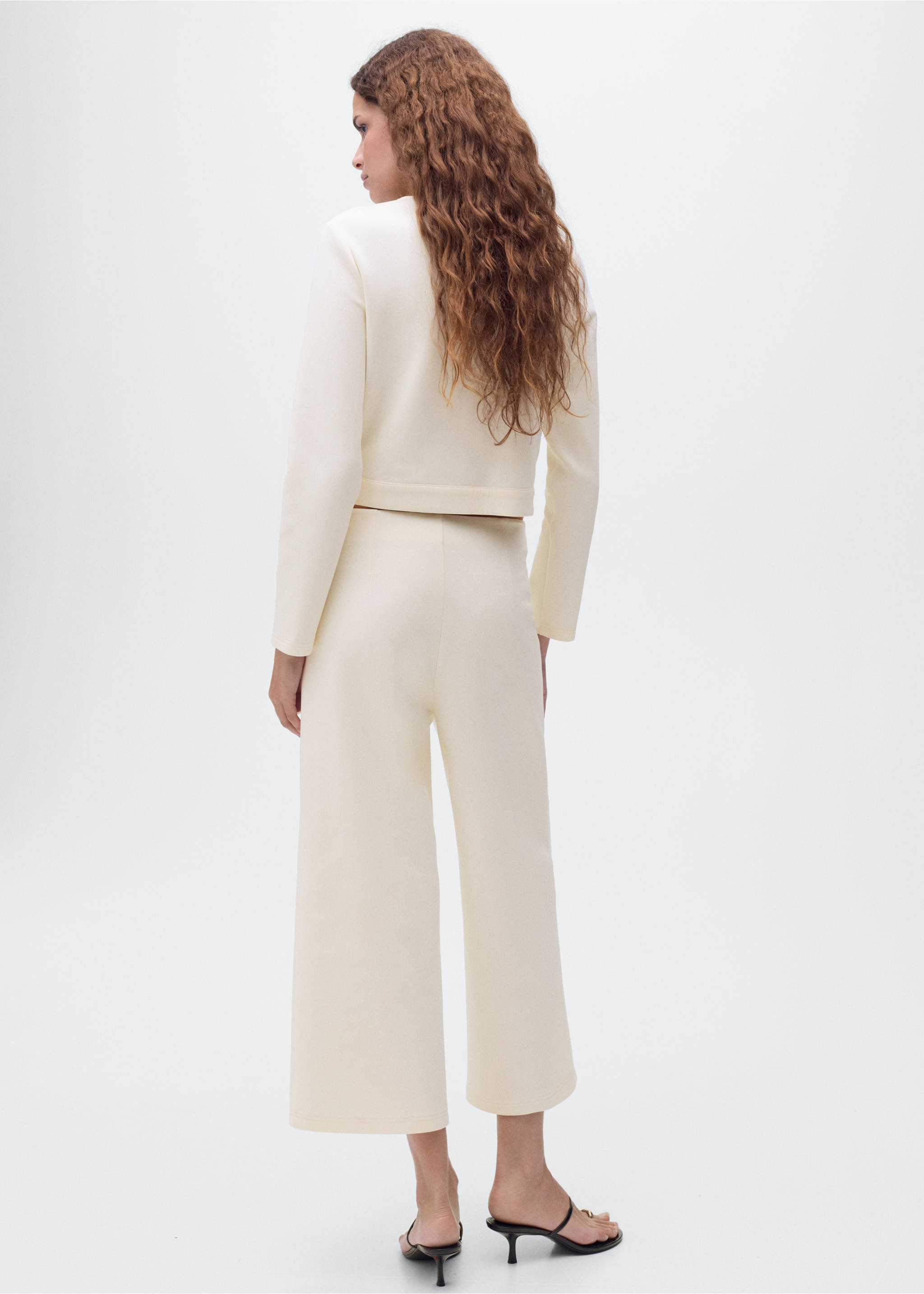 Pantalon crop coton - Verso de l’article, Écru. Ref: 17084074-00.