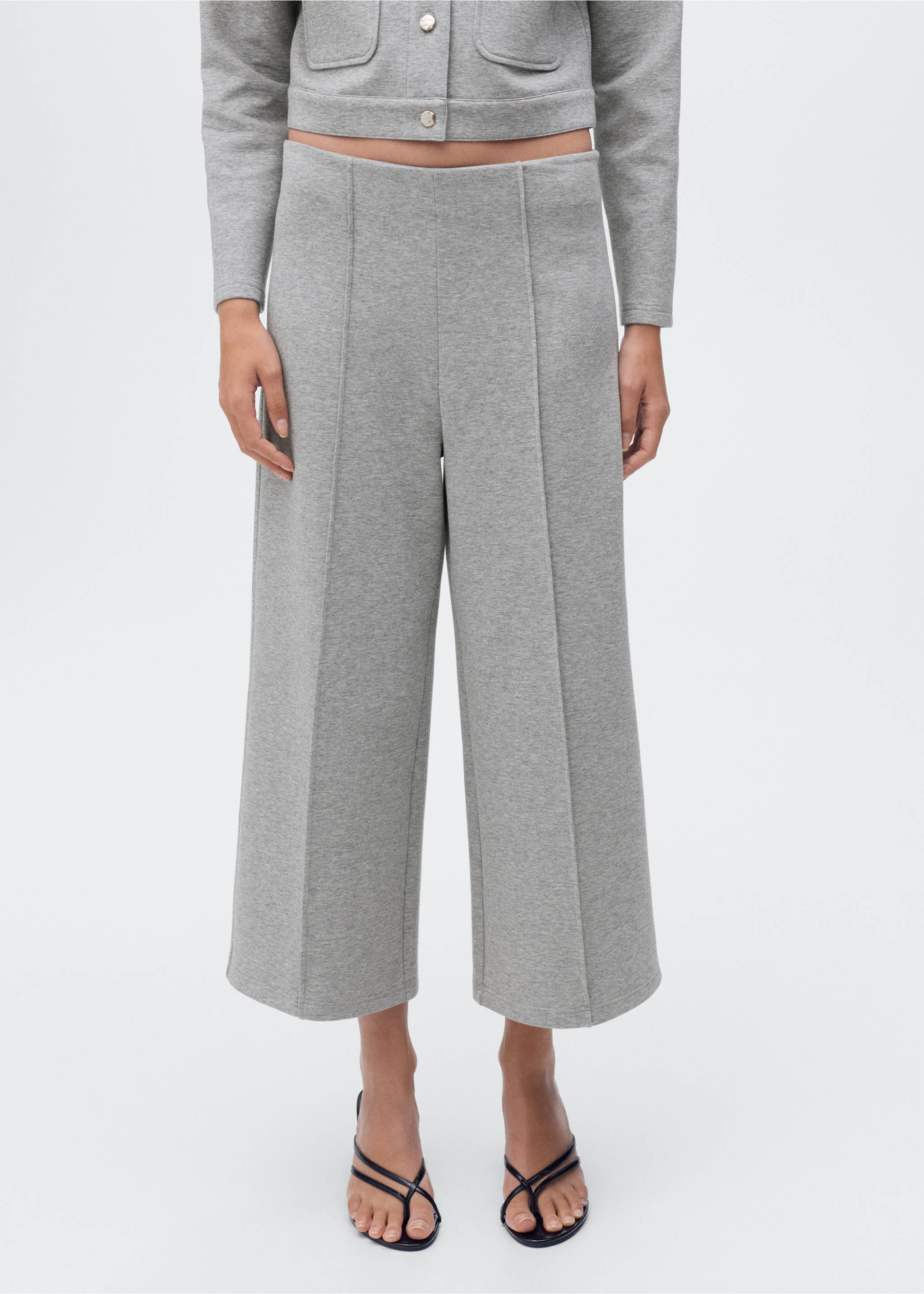Cotton crop trousers - Medium plane, Medium Heather Grey. Ref: 17084074-00.