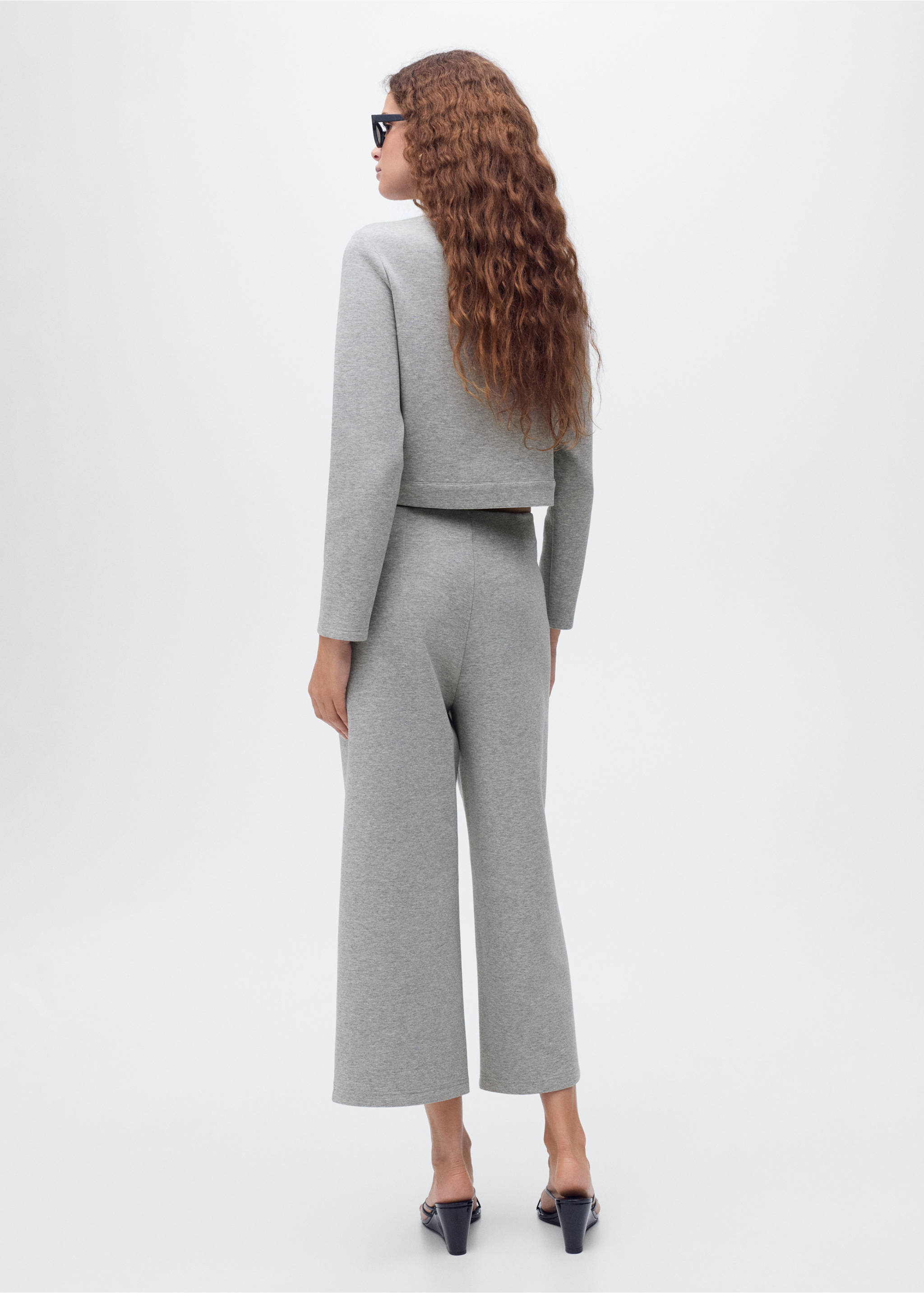 Cotton crop trousers - Reverse of the article, Medium Heather Grey. Ref: 17084074-00.