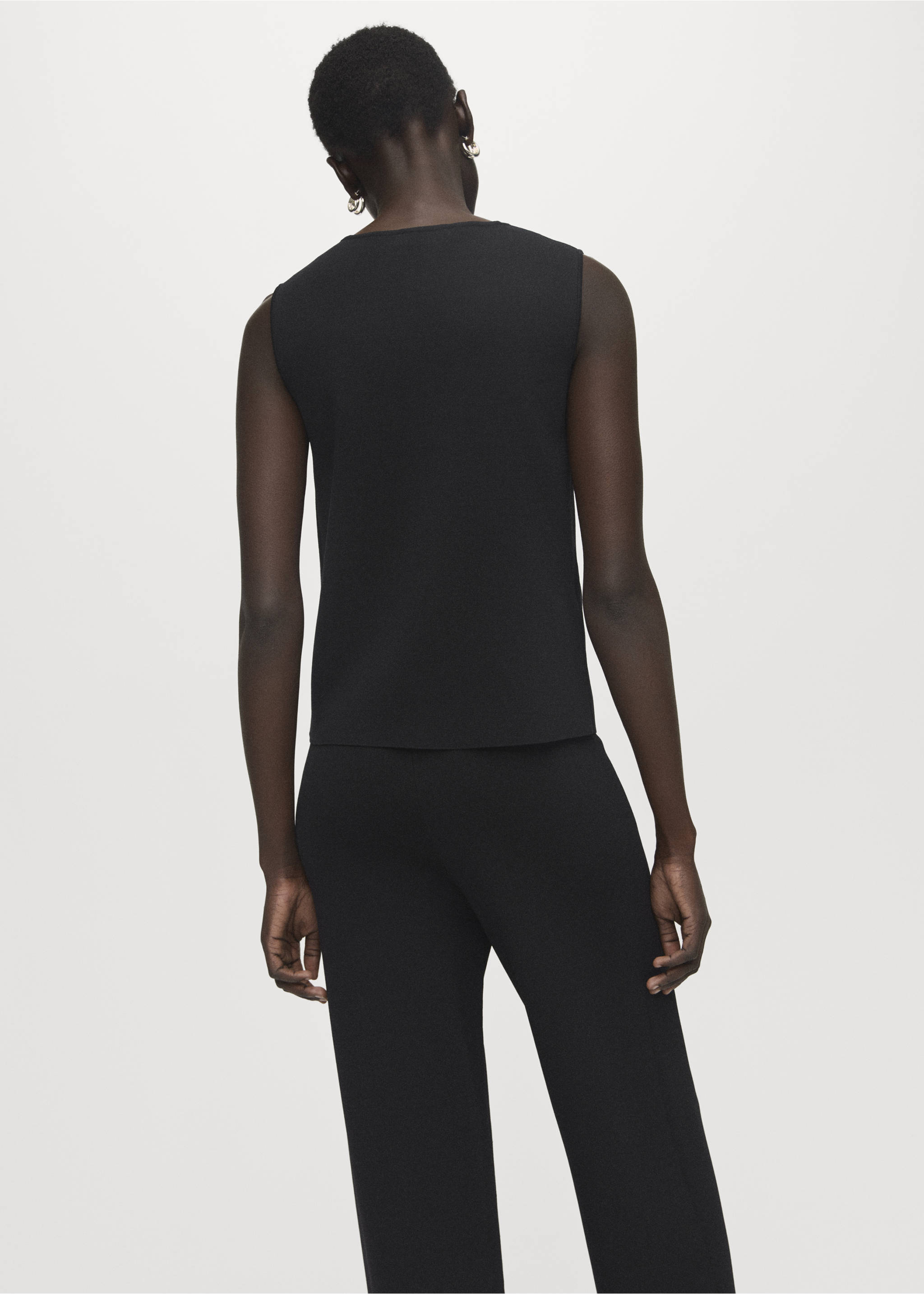 Fine-knit gilet - Reverse of the article, Black. Ref: 17084083-00.