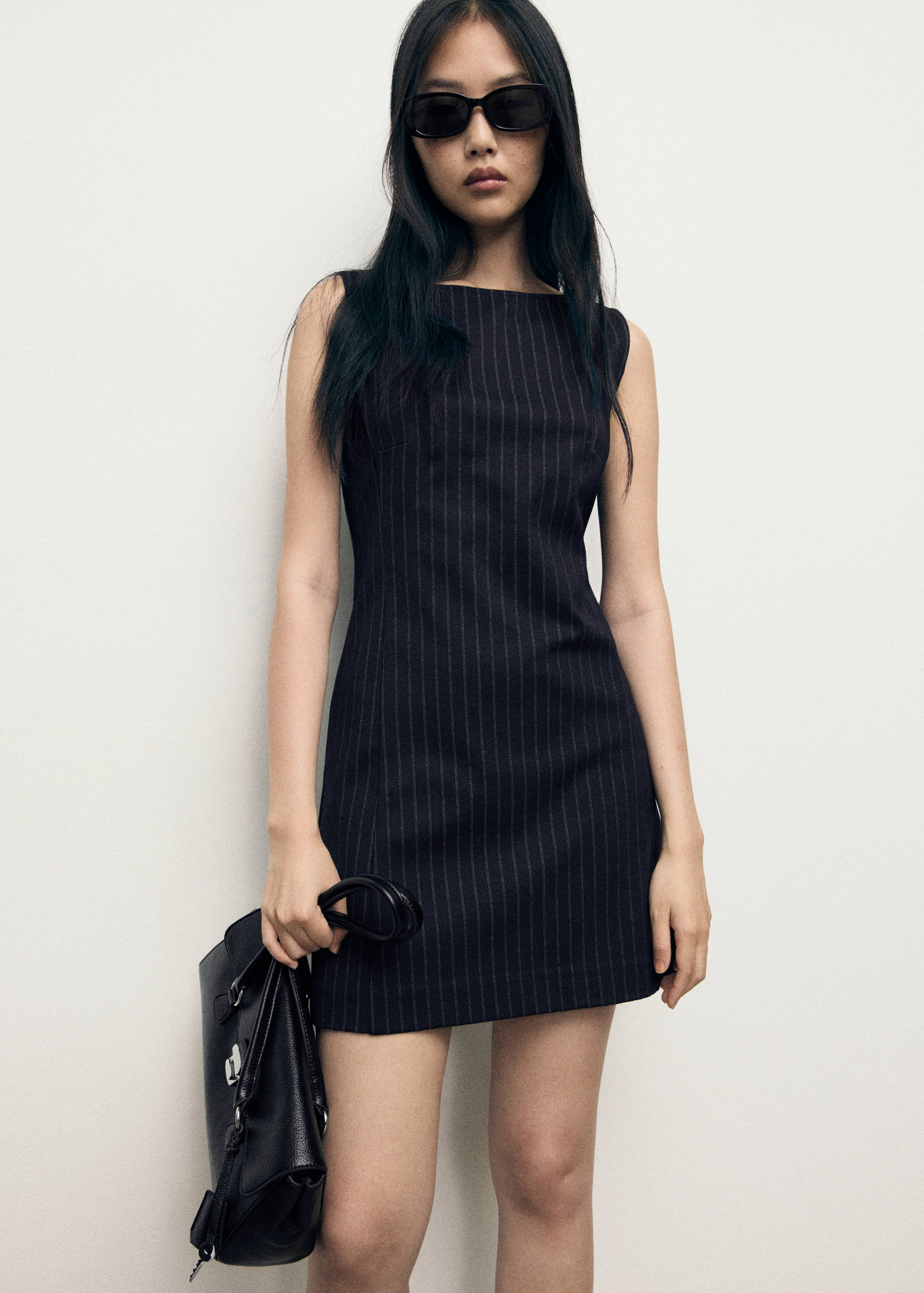 Boat-neck pinstripe dress - Medium plane