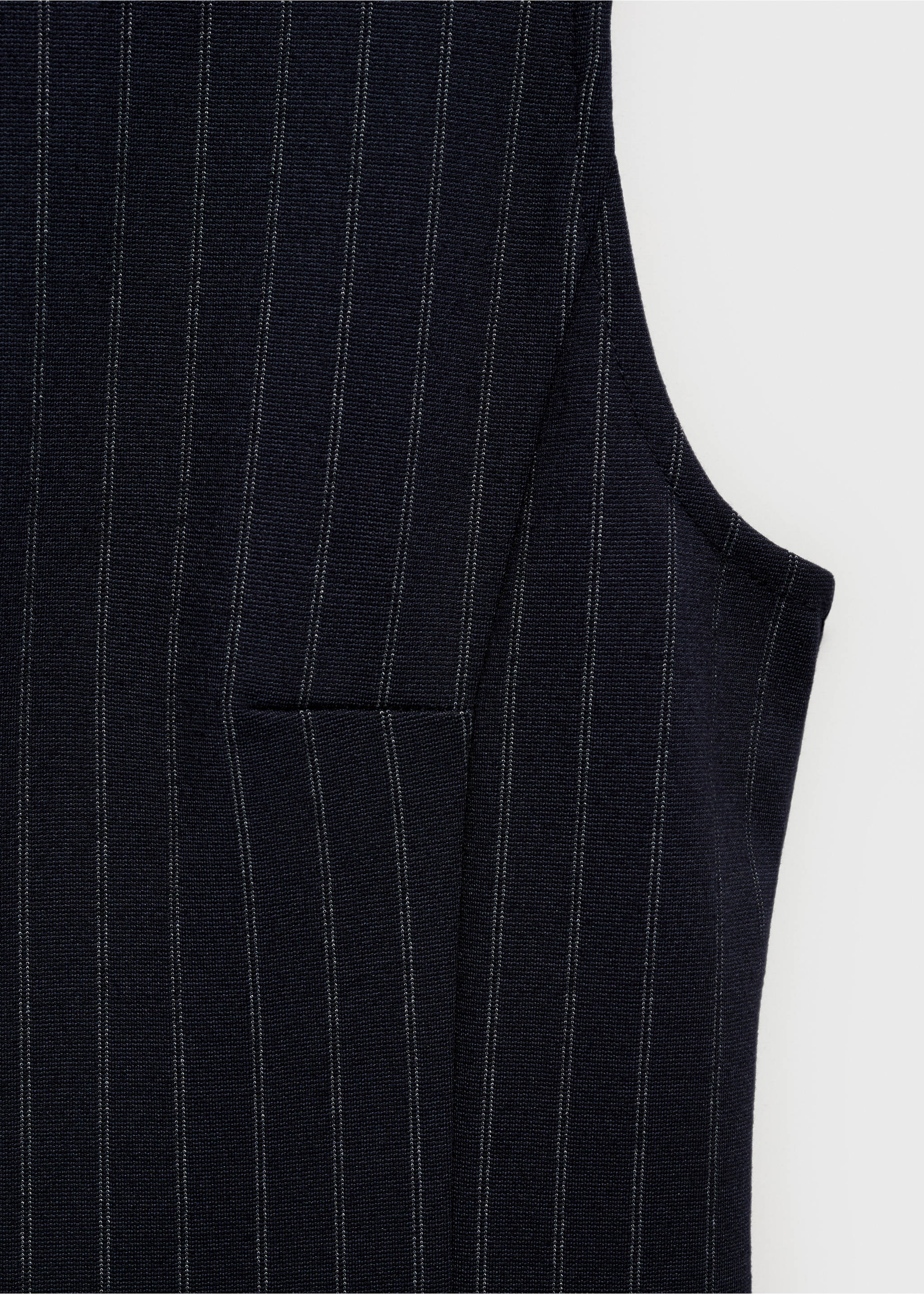 Jurk met boothals en krijtstreep - Detail van het artikel 8, Marineblauw. Ref: 17084084-00.