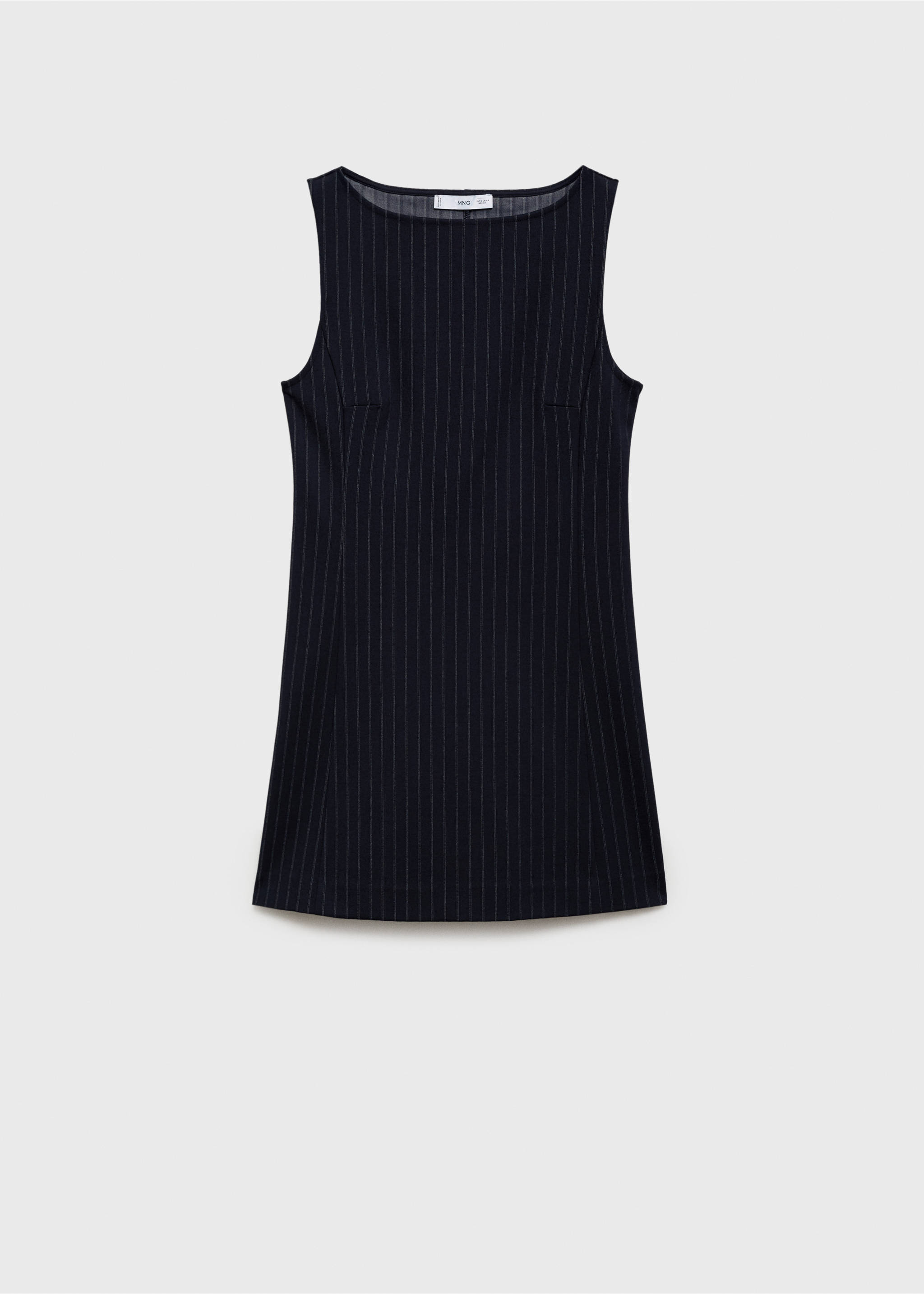 Jurk met boothals en krijtstreep - Artikel zonder model, Marineblauw. Ref: 17084084-00.