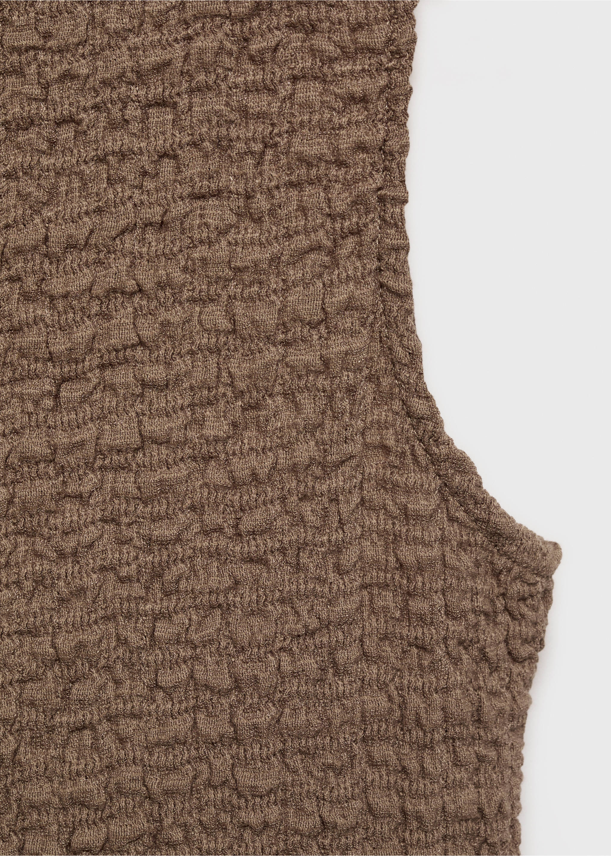 Fitted textured dress - Details of the article 8, Beige. Ref: 17084085-00.