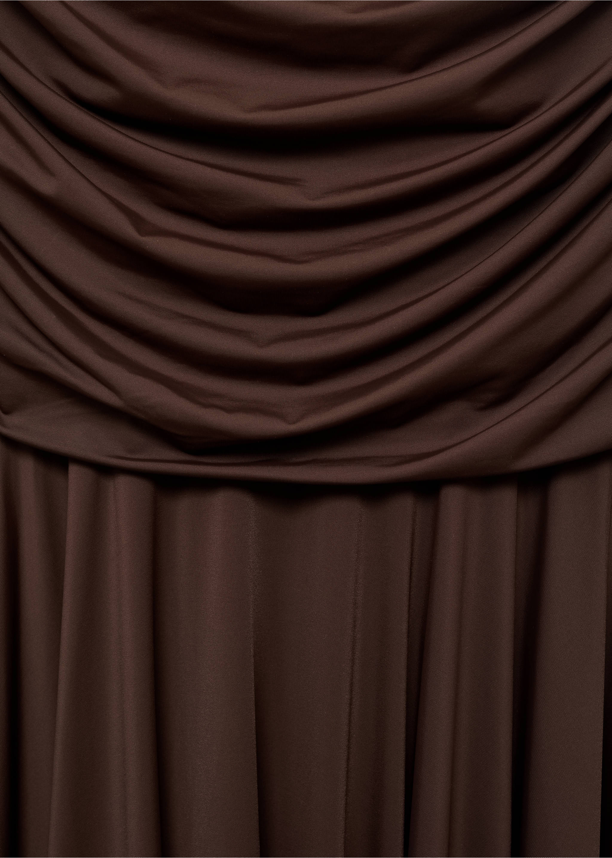 Long dress with contrasting design - Details of the article 0, Brown. Ref: 17084086-00.