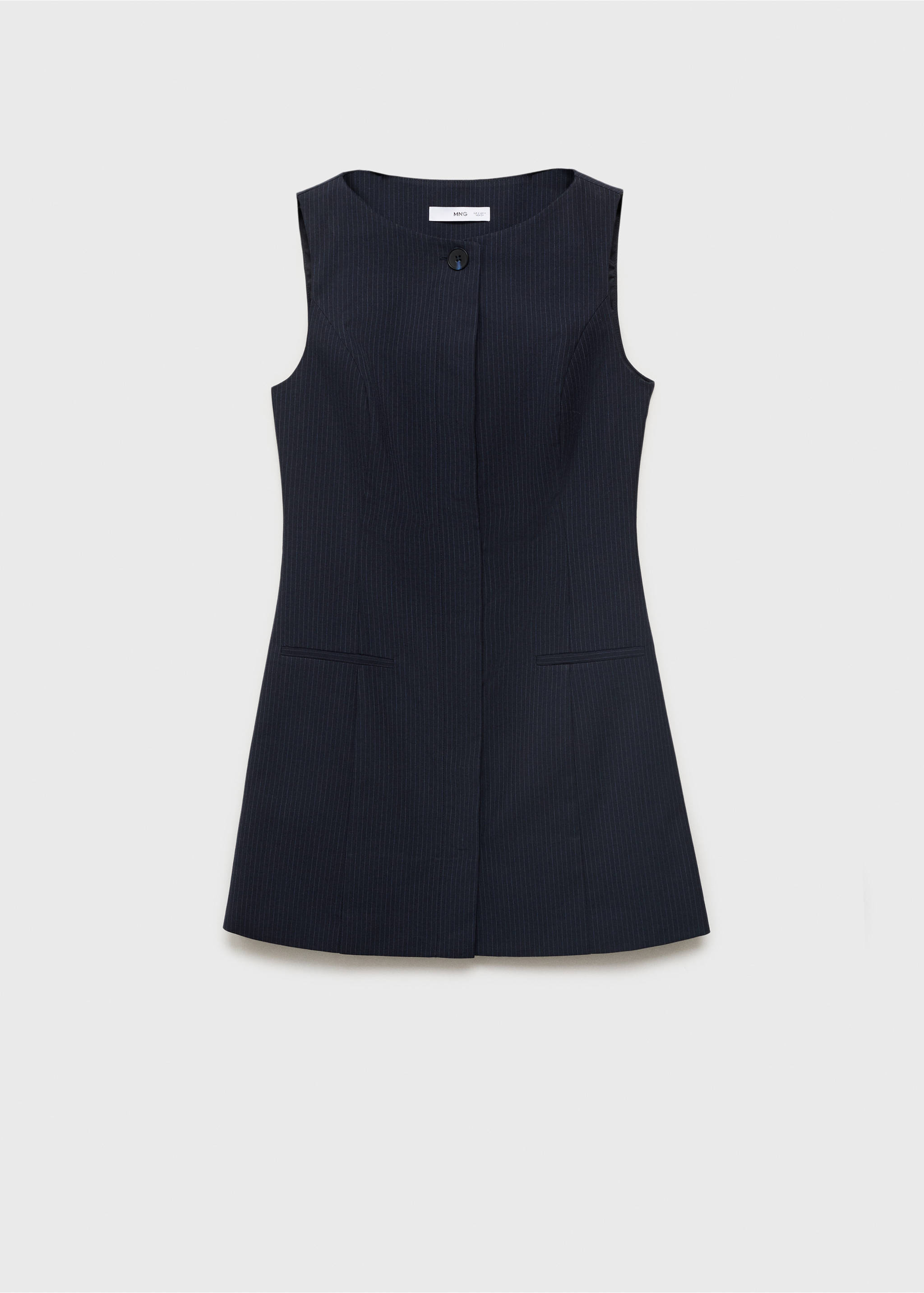 Pinstripe dress with hidden buttons - Article without model, Navy. Ref: 17084089-00.
