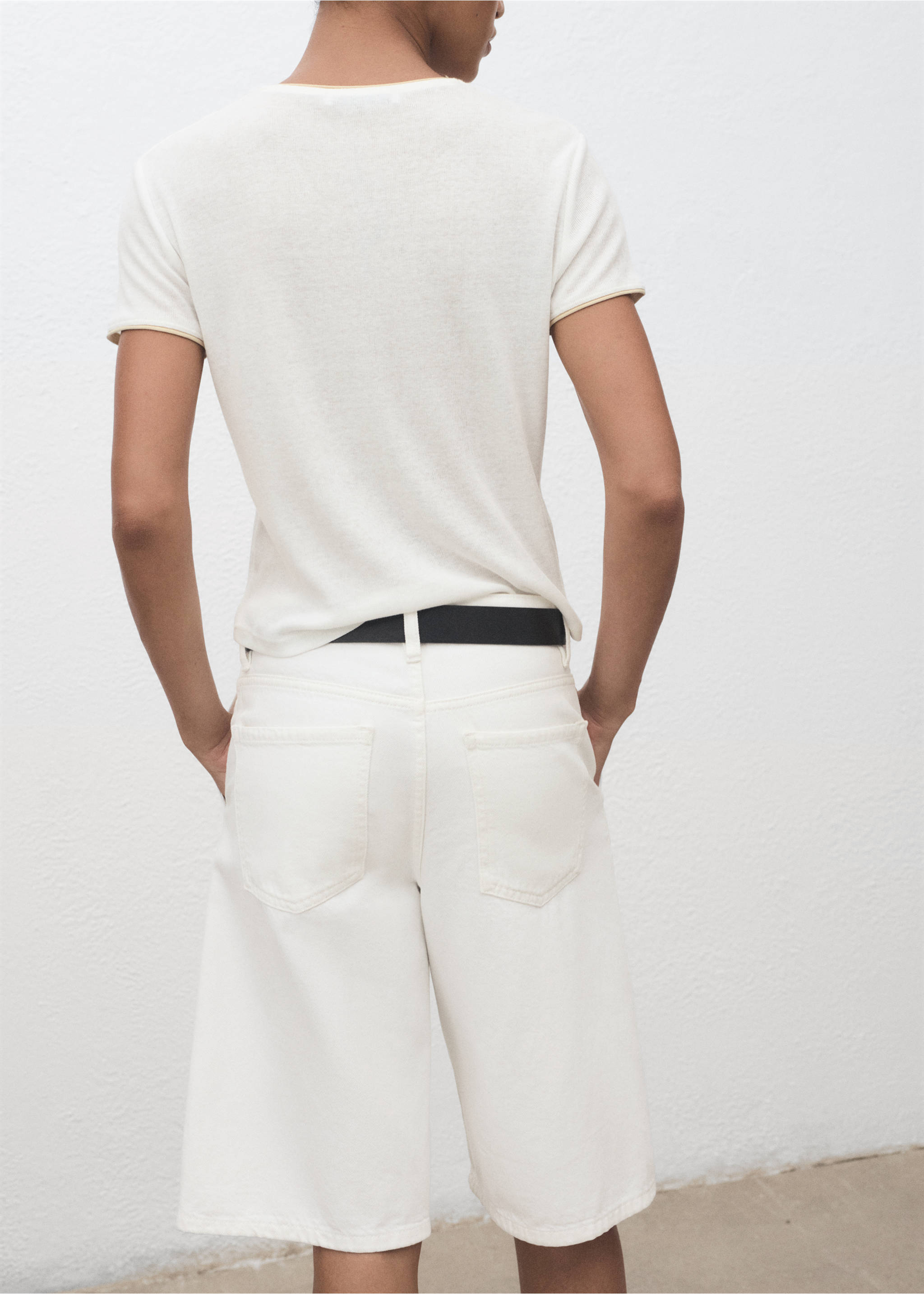Kombiniertes Baumwoll-T-Shirt - Rückseite des Artikels, Ecru. Ref: 17084093-00.