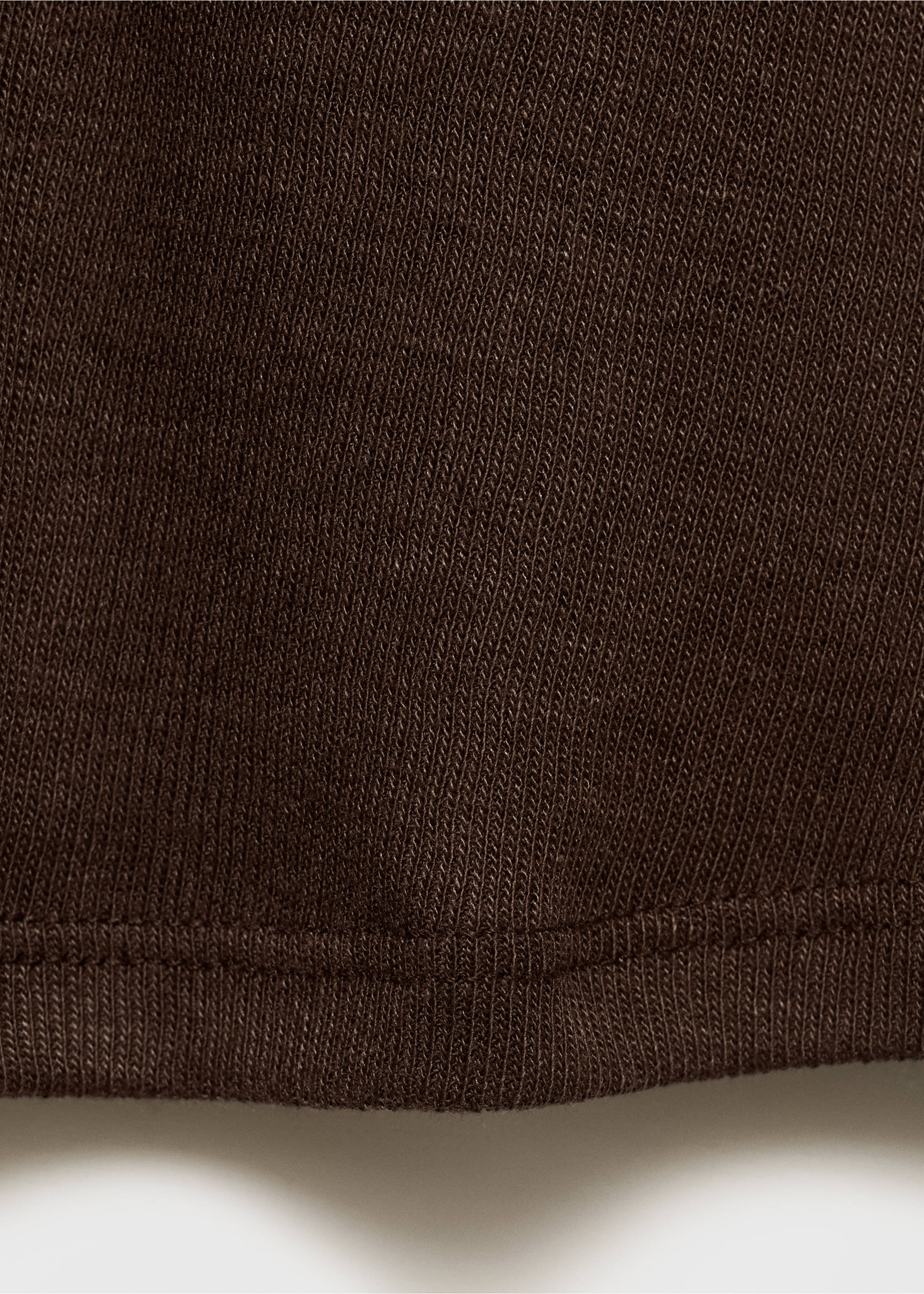 V-neck combined-fabric t-shirt - Details of the article 0, Brown. Ref: 17084094-00.