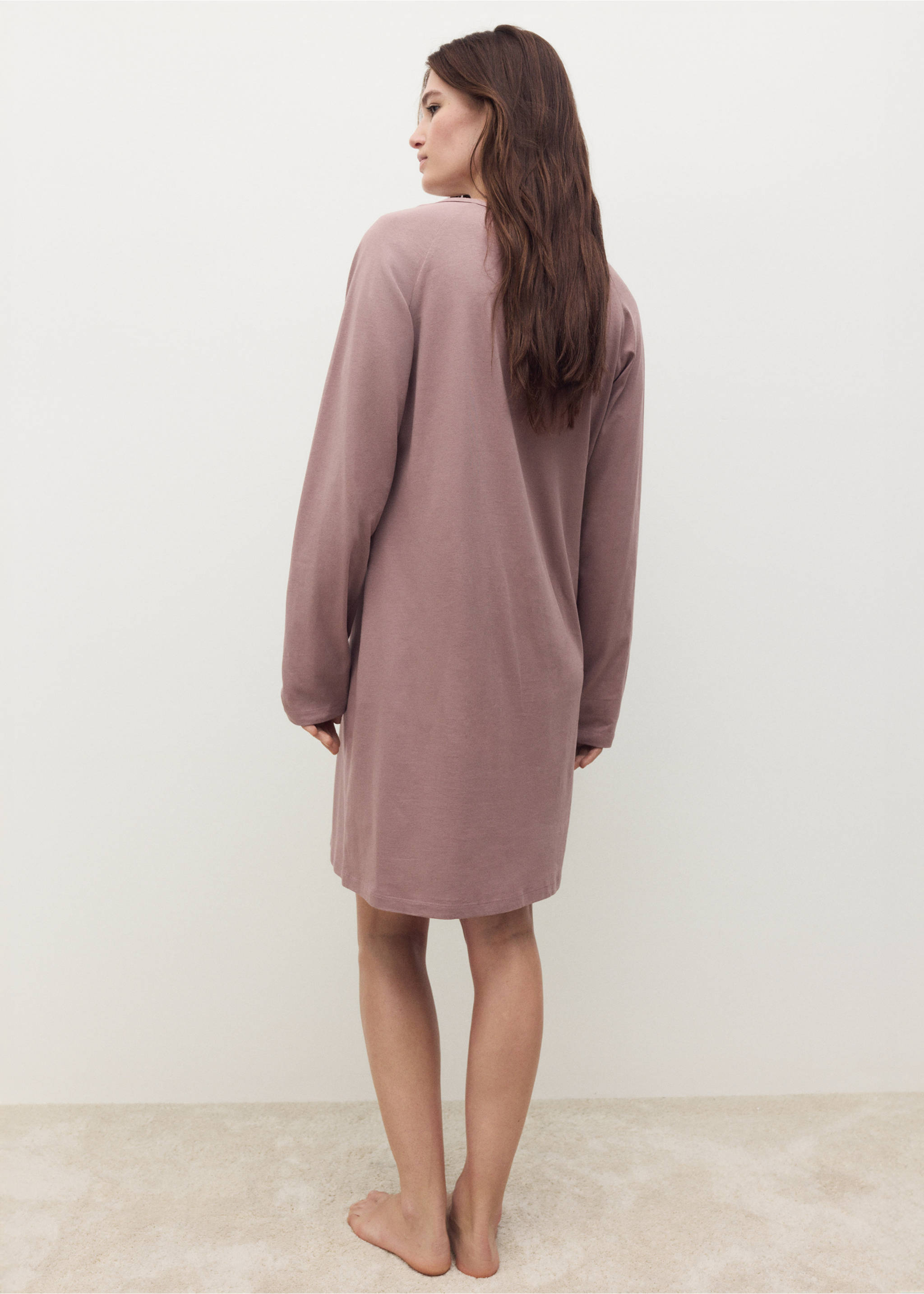 Nuisette coton détails boutons - Verso de l’article, Marron moyen. Ref: 17084103-00.