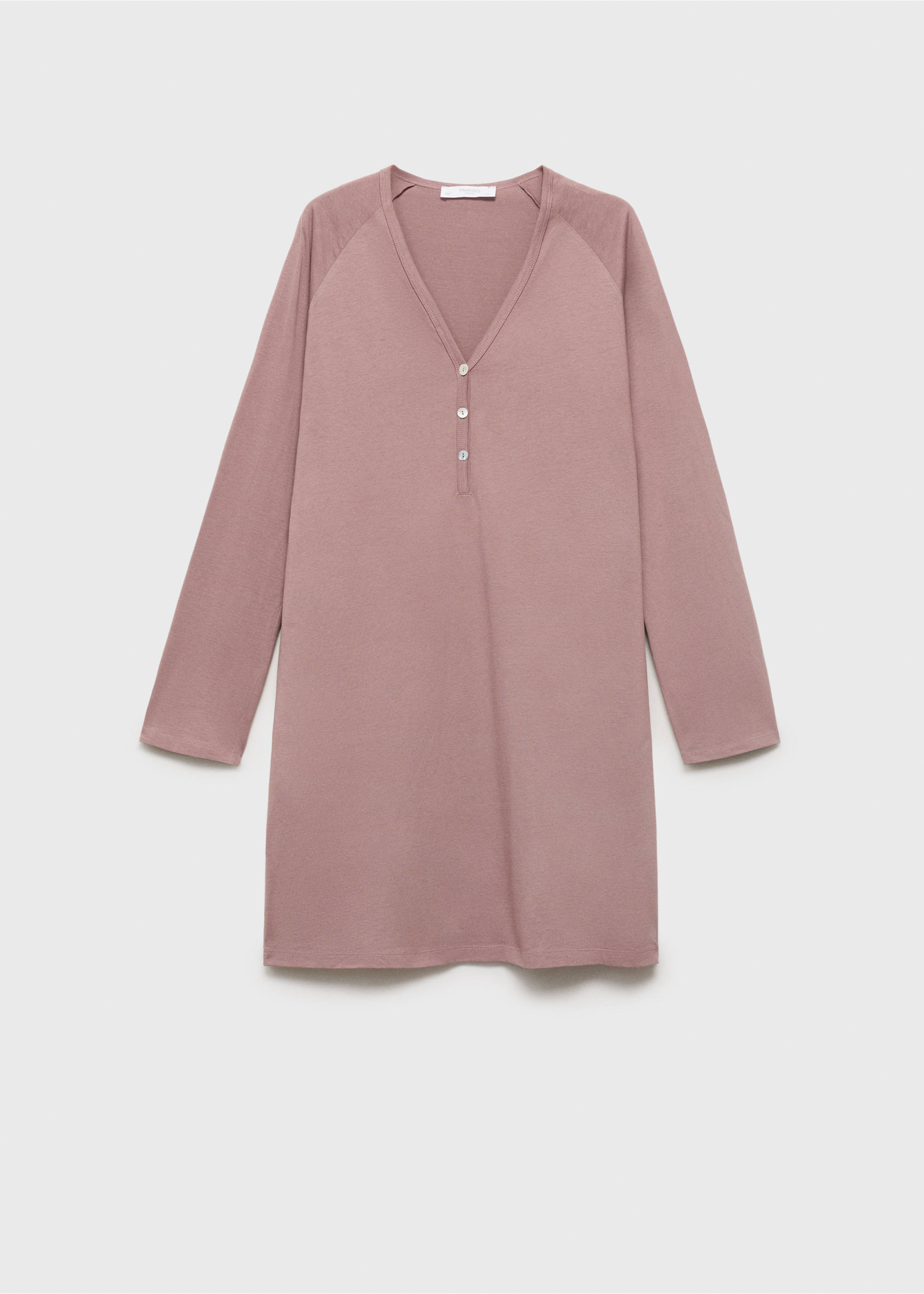 Cotton nightdress with button detail - Article without model, Medium Brown. Ref: 17084103-00.