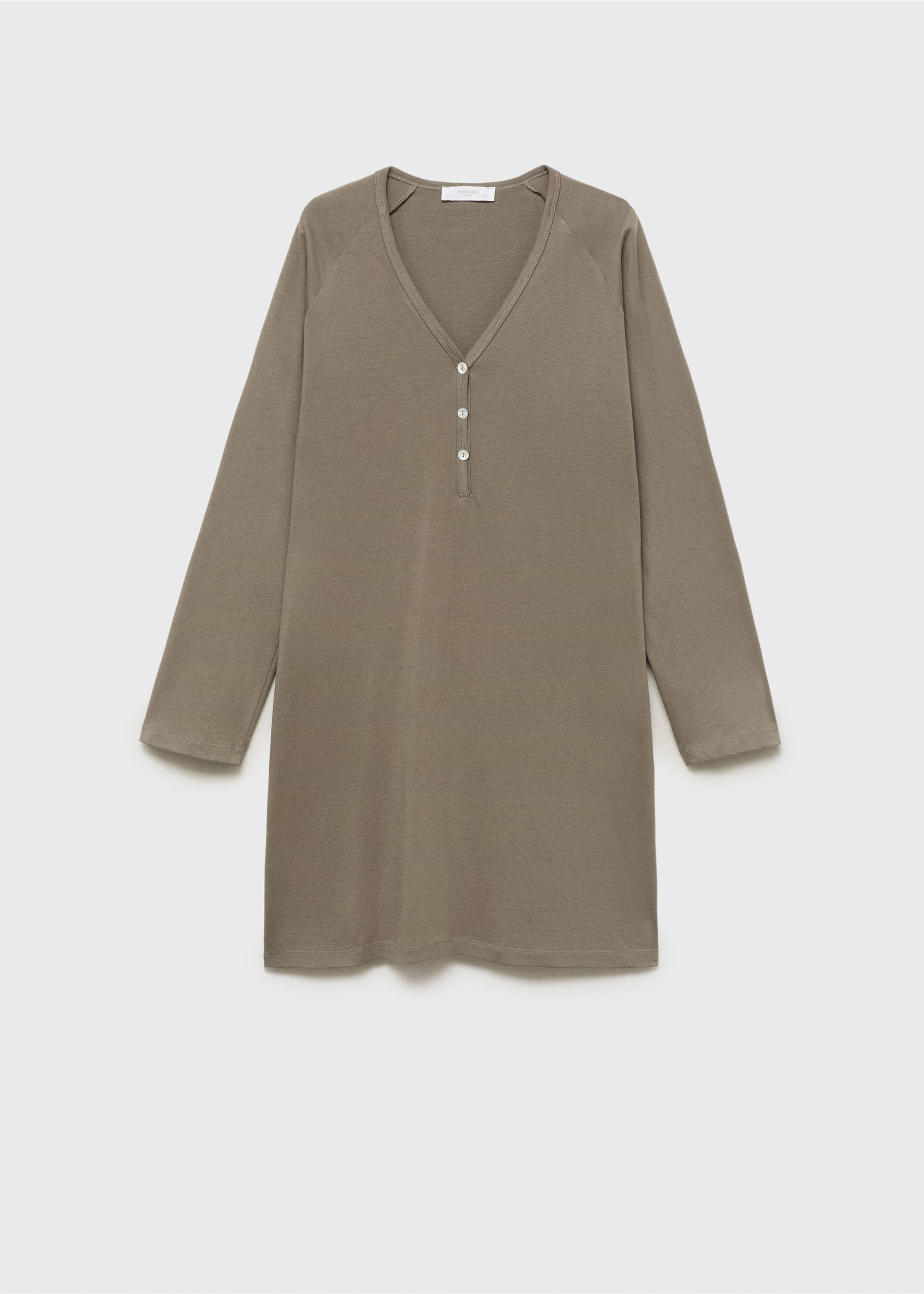 Nachthemd aus Baumwolle mit Knopfdetails - Artikel ohne Model, Mittelbraun. Ref: 17084103-00.