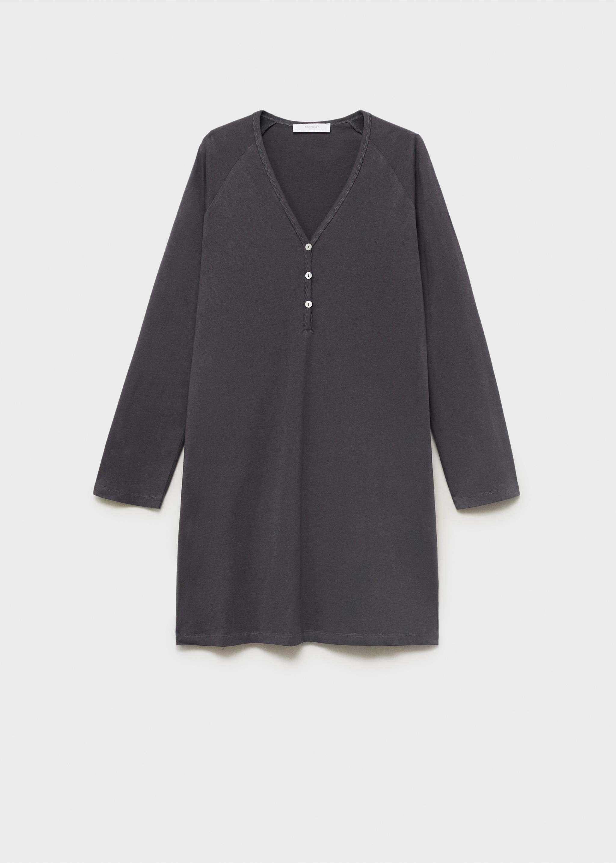 Cotton nightdress with button detail - Article without model, Charcoal. Ref: 17084103-00.