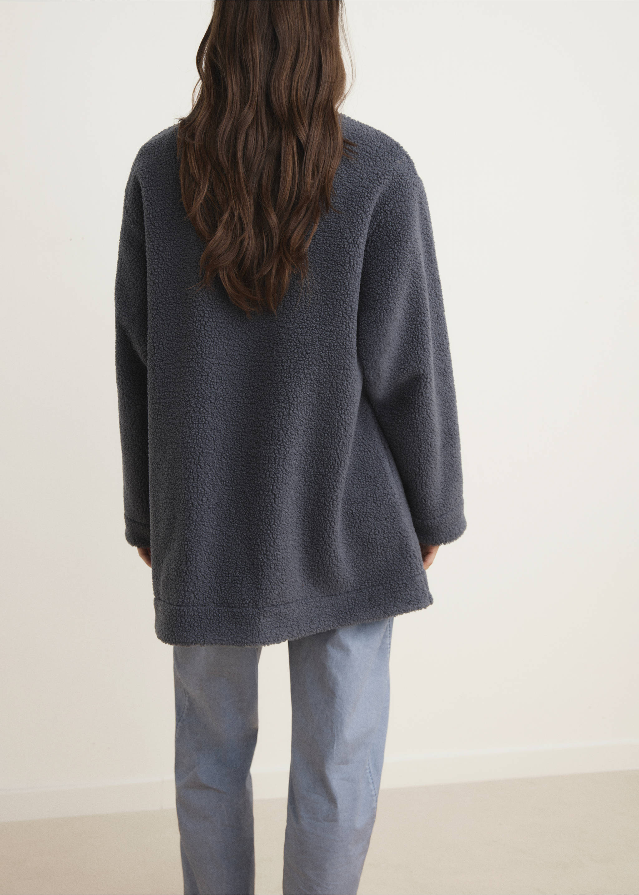 Sweatshirt de velocino com fecho de correr - Verso do artigo, Azul-tinta. Ref: 17084104-00.
