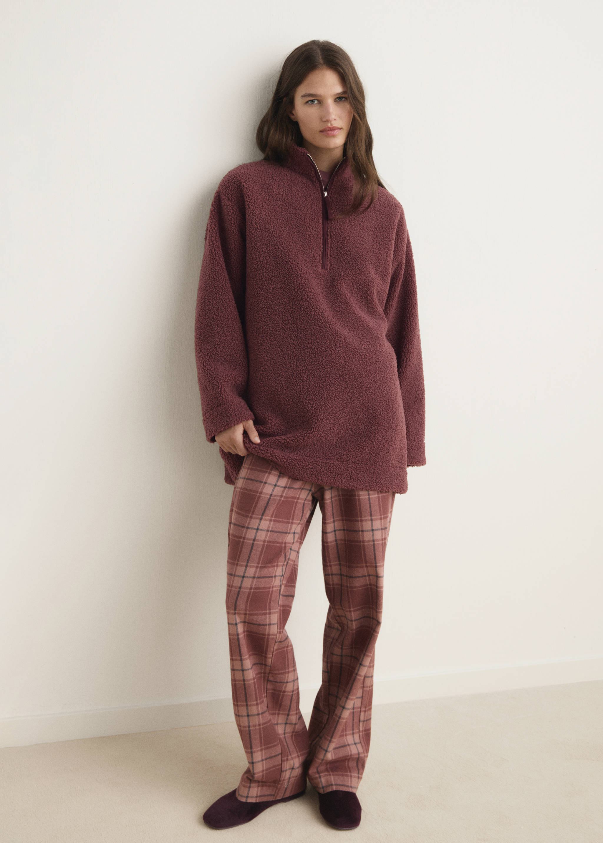 Sweat-shirt effet moutonné fermeture Éclair - Plan général