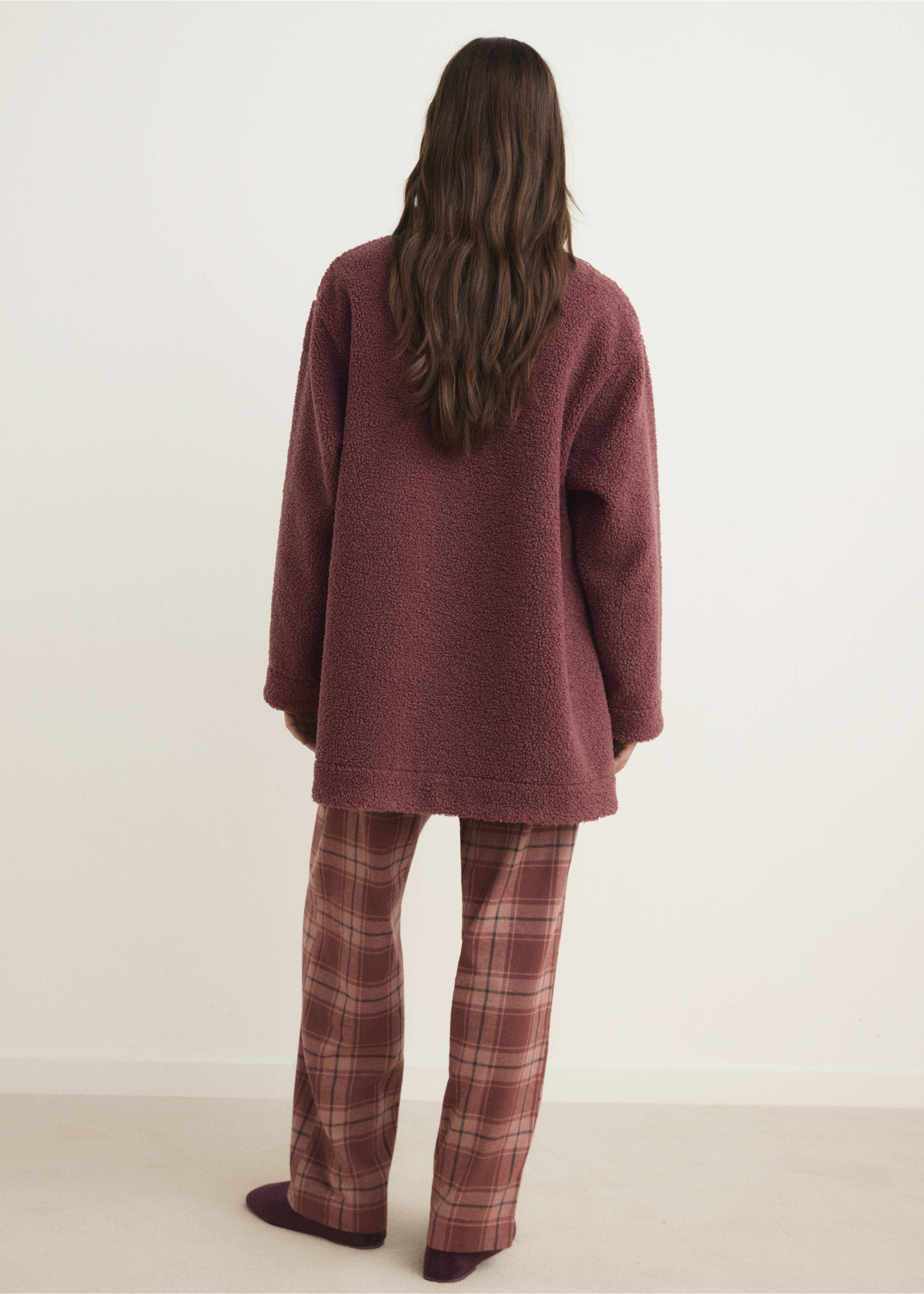 Fleece sweatshirt with zip - Reverse of the article, Russet. Ref: 17084104-00.