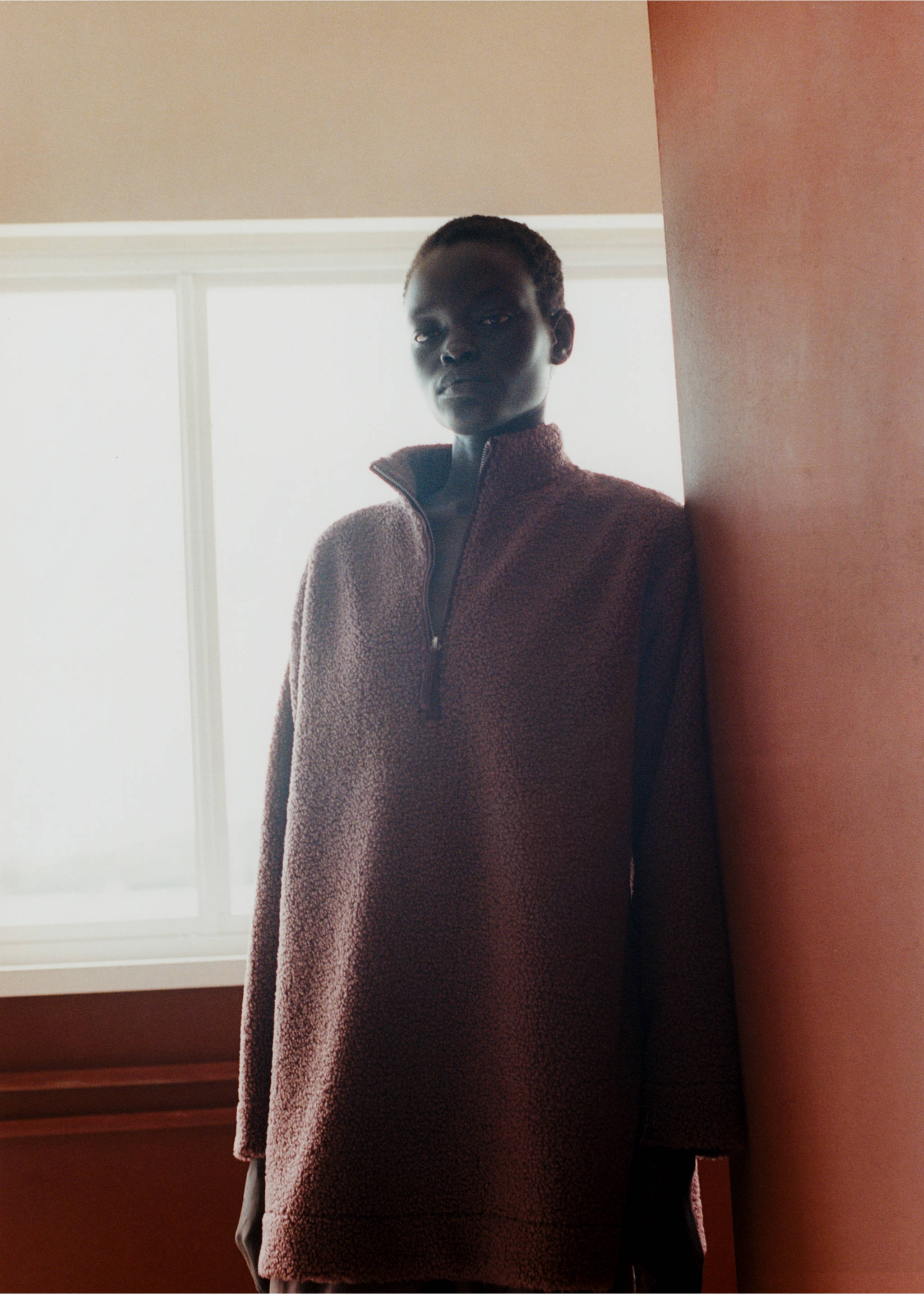 Fleece sweatshirt with zip - Details of the article 3, Russet. Ref: 17084104-00.