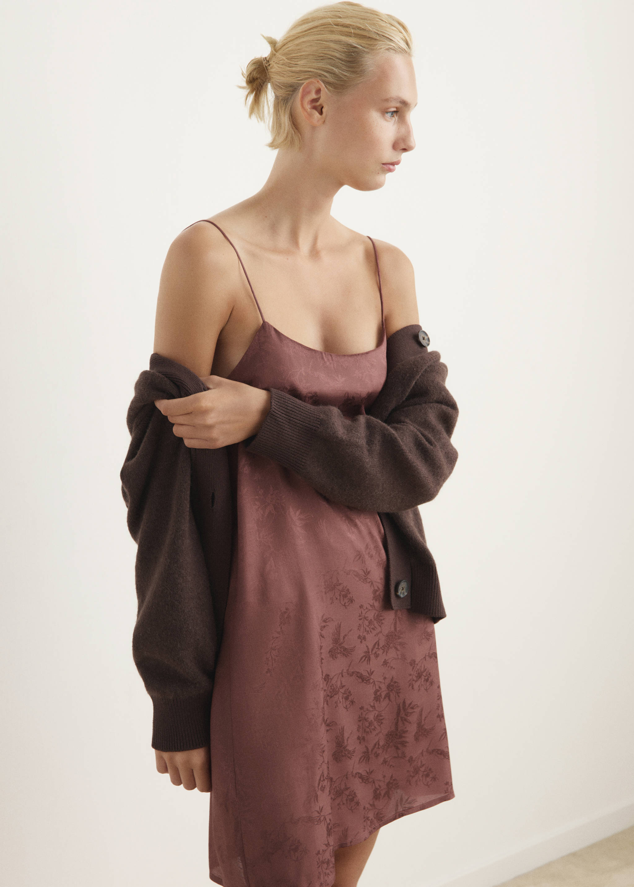 Jacquard satin nightdress - Medium plane