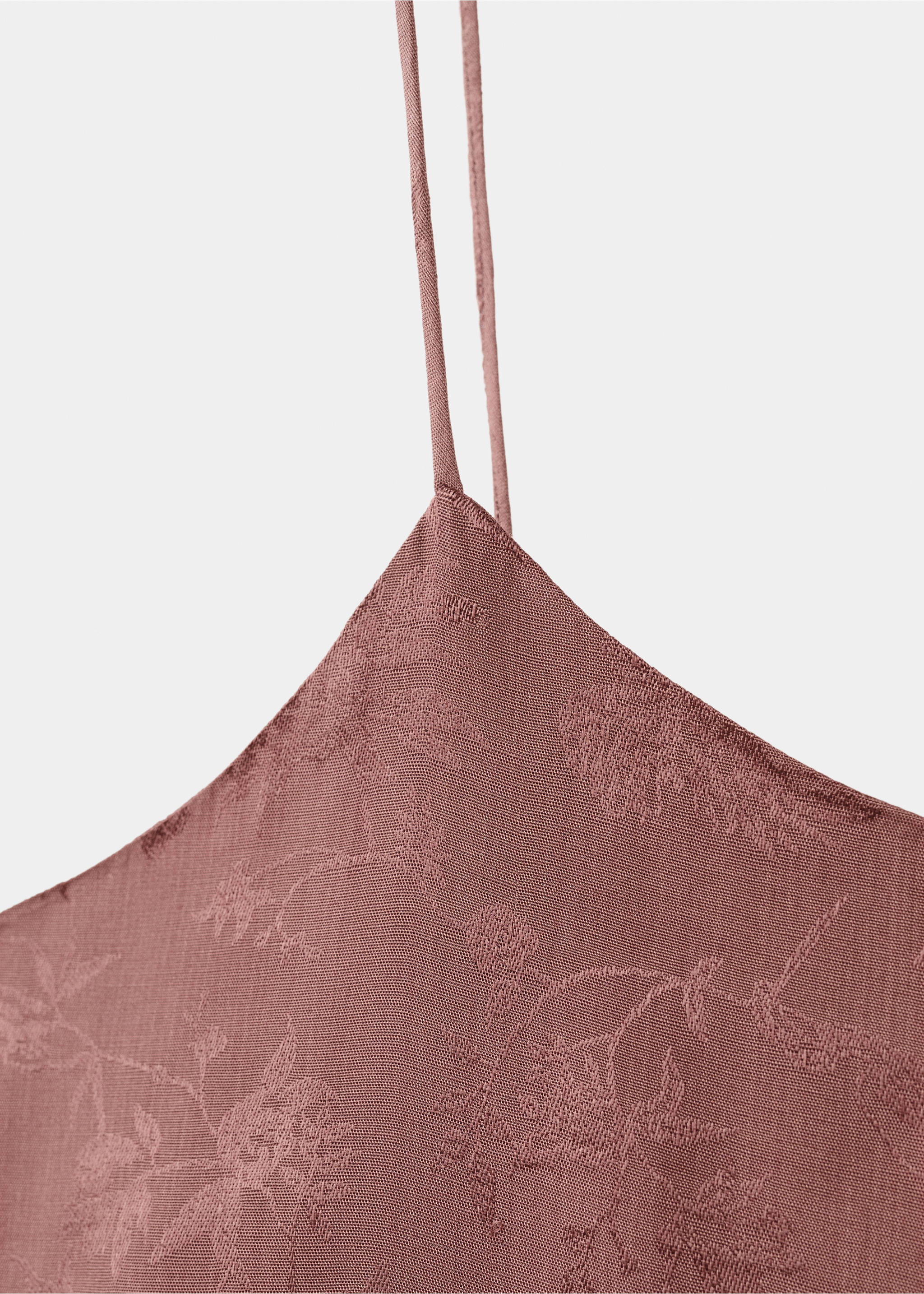 Jacquard satin nightdress - Details of the article 8, Brown. Ref: 17084107-00.