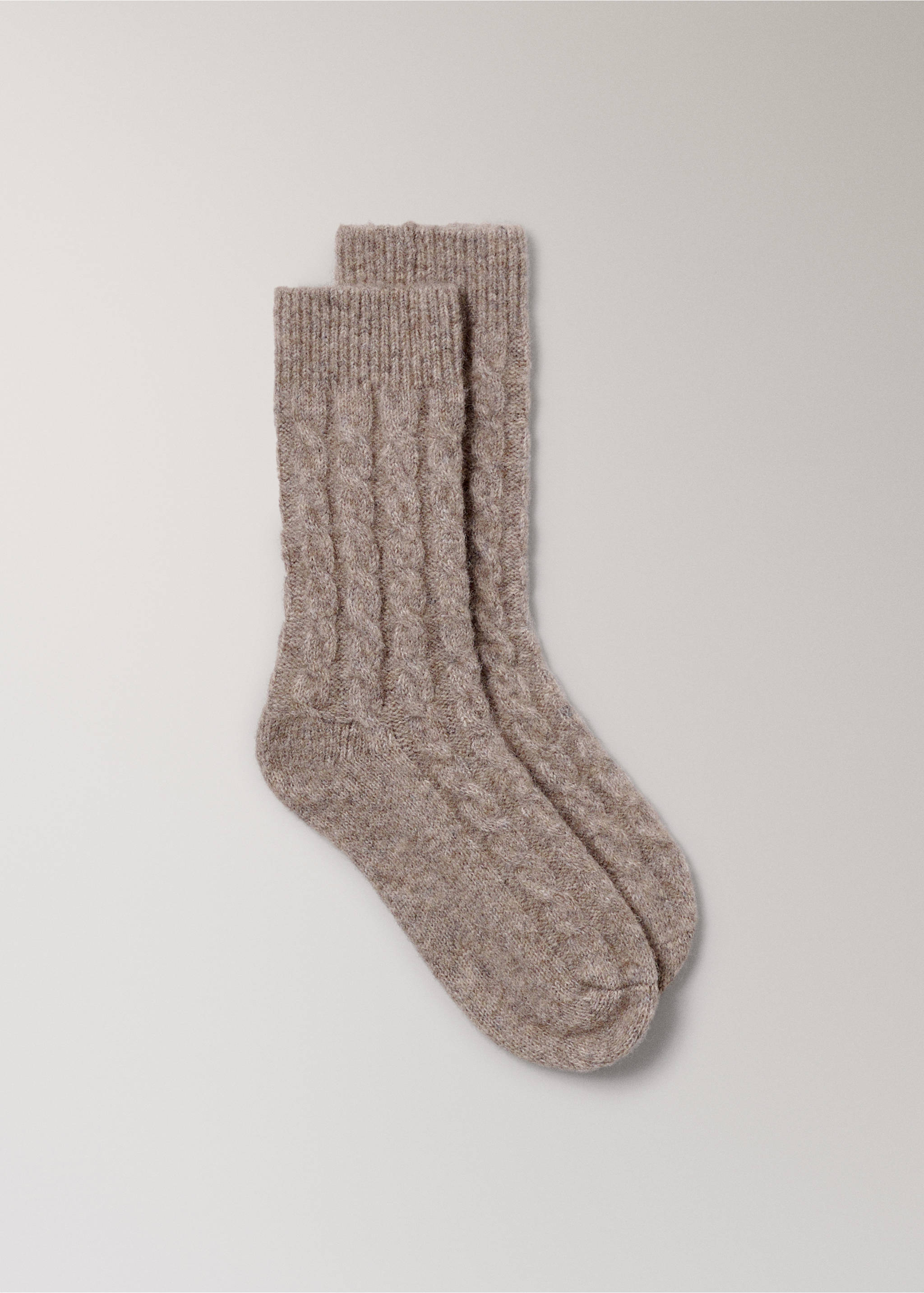 Grobstricksocken mit Zopfmuster - Artikel ohne Model, Braun. Ref: 17084109-00.