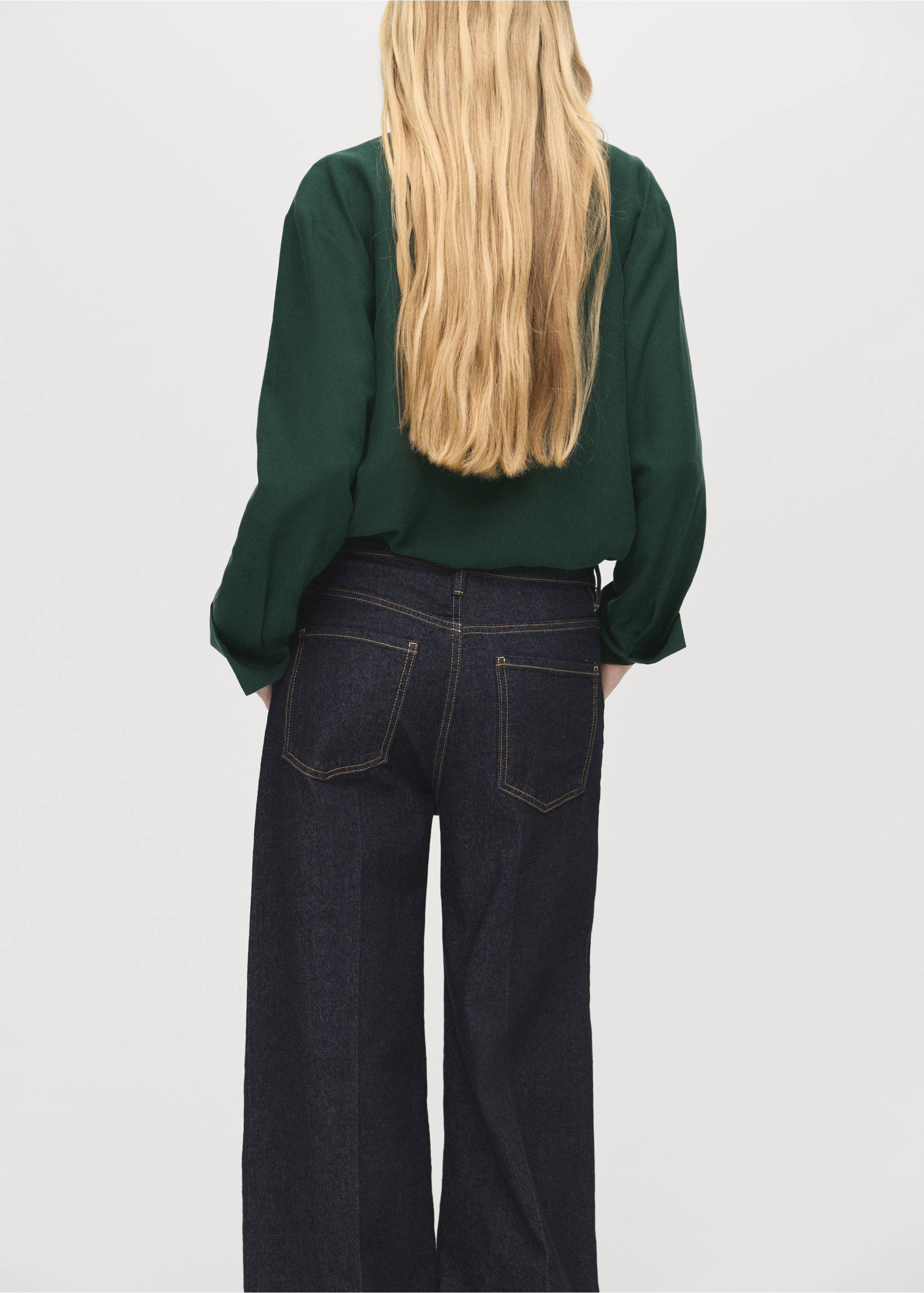 Lyocell shirt with hidden buttons - Reverse of the article, Green. Ref: 17084140-00.