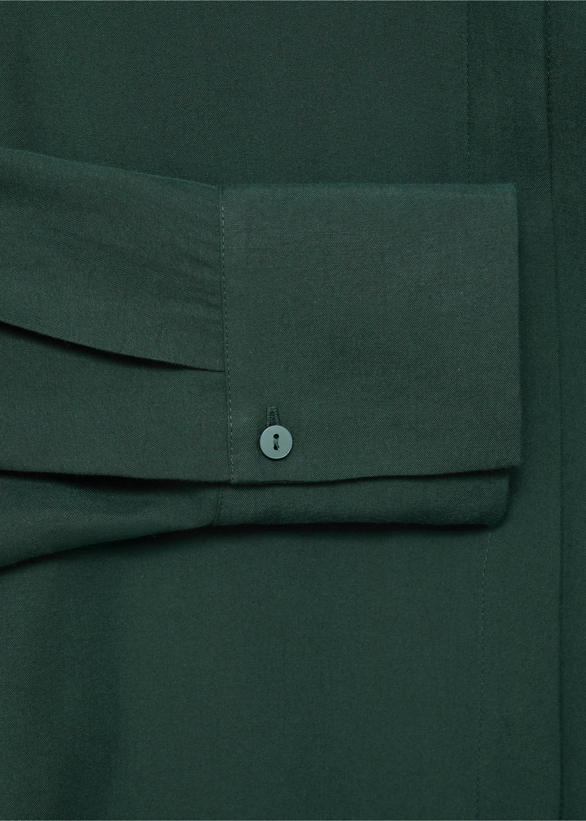 Lyocell shirt with hidden buttons - Details of the article 0, Green. Ref: 17084140-00.