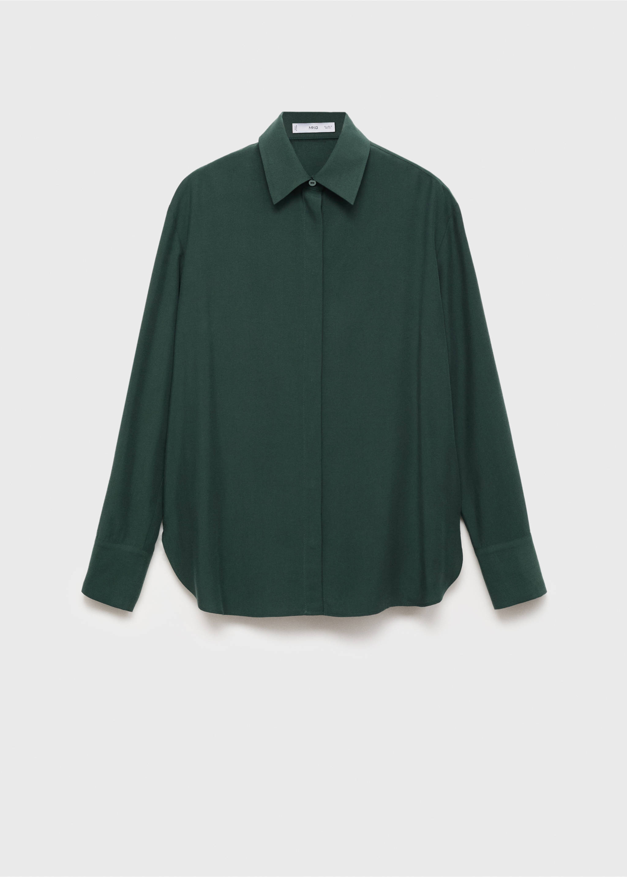 Lyocell shirt with hidden buttons - Article without model, Green. Ref: 17084140-00.